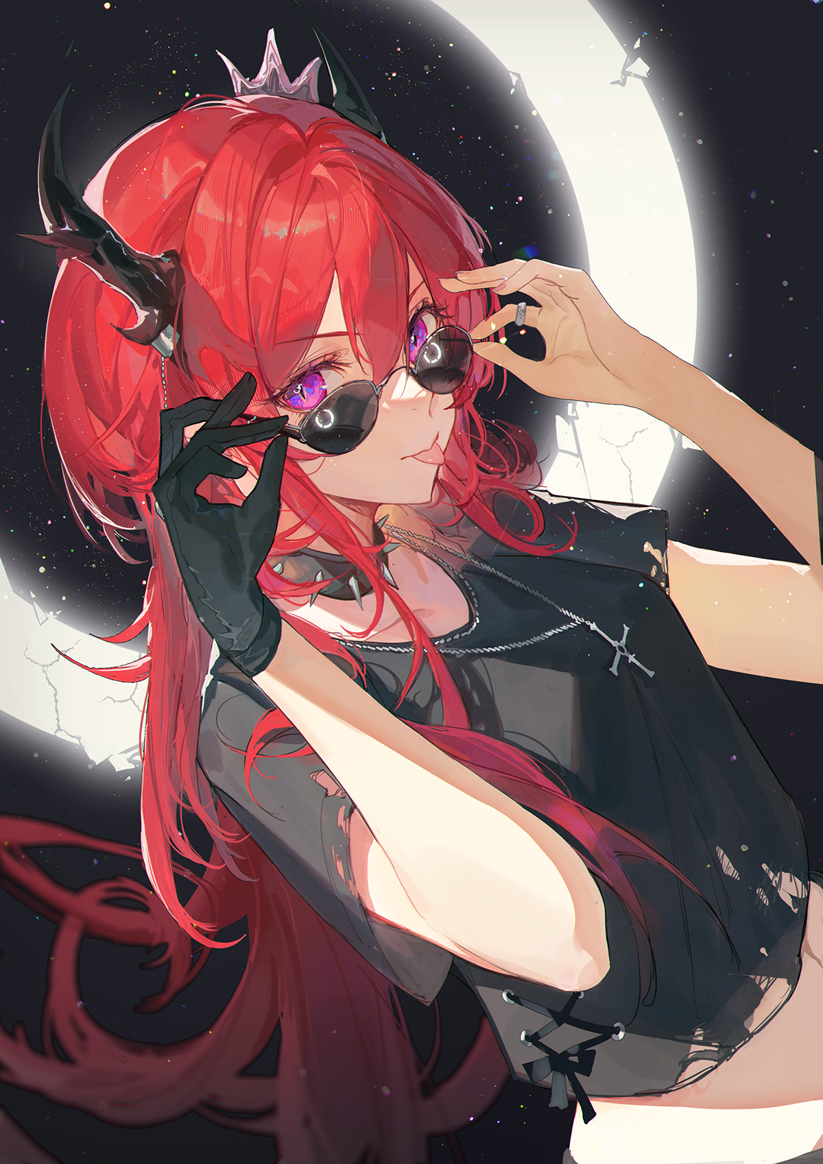 Kuroduki Redhead Sunglasses Collar Anime Girls Horns Surtr Arknights Arknights 1200x1697