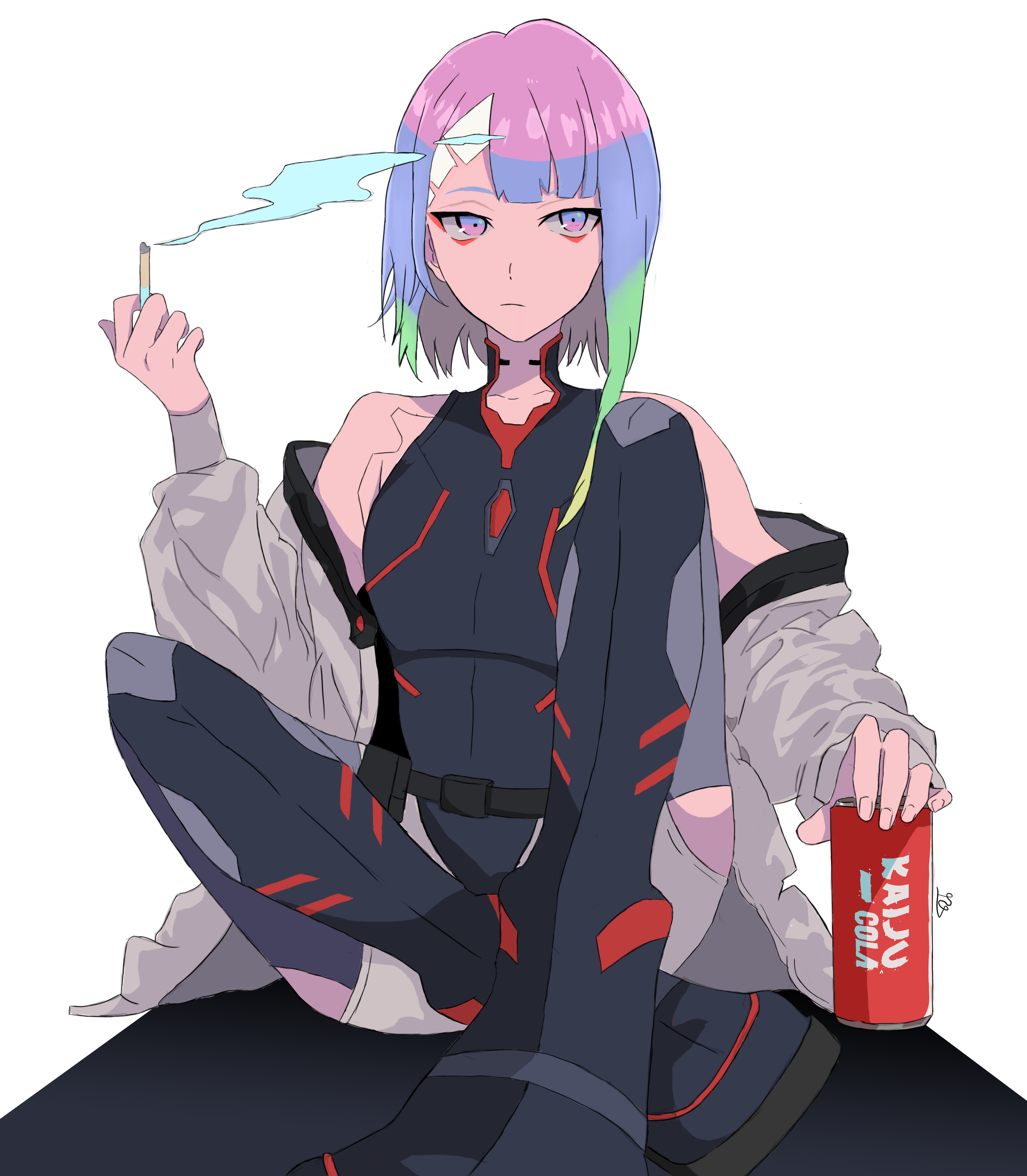 Anime Girls Cyber Cyberpunk Edgerunners Vertical Cyberpunk 2077 Lucy Edgerunners Smoking Cigarettes  3144x3600