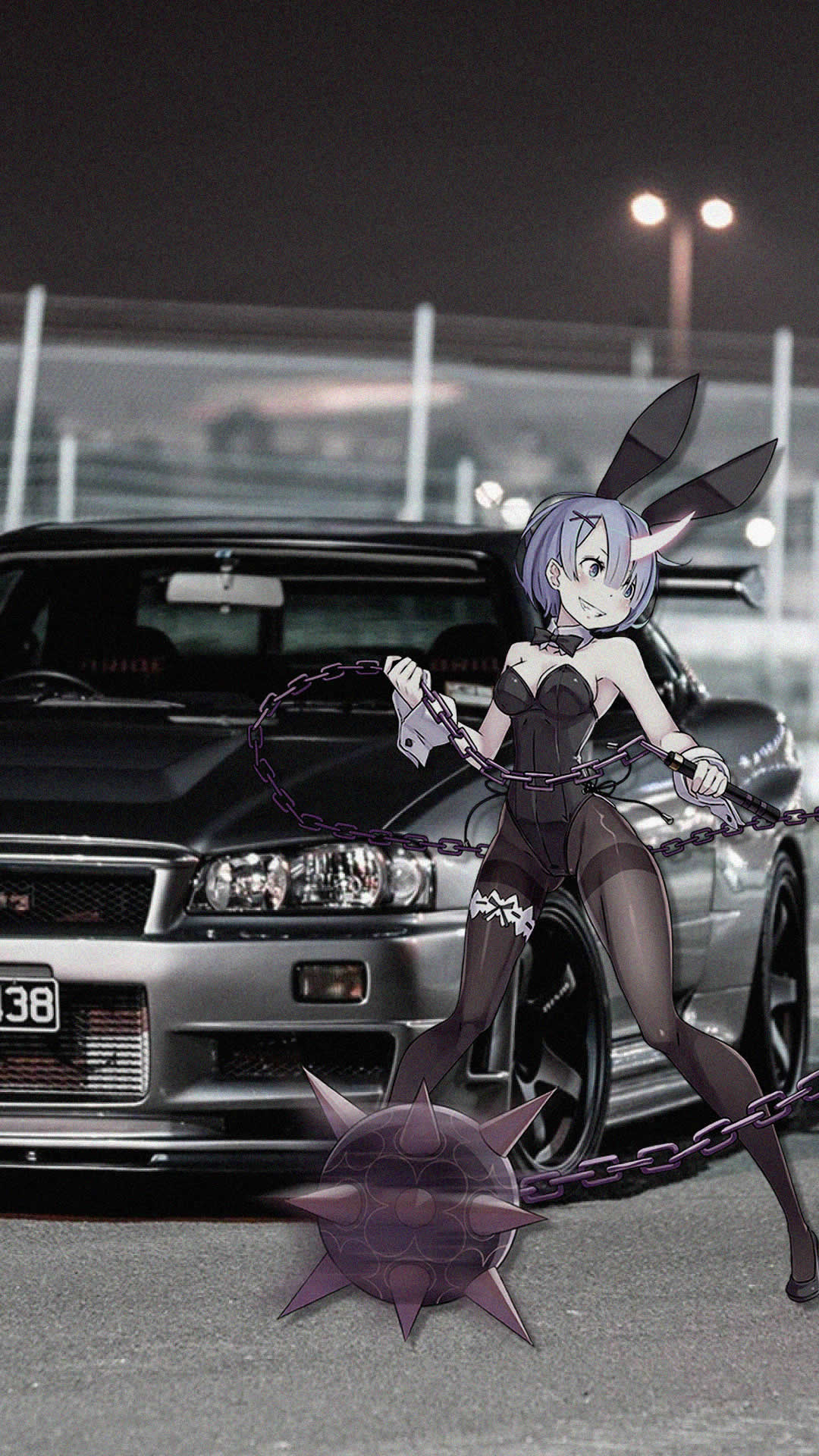 Nissan Skyline R34 Japanese Cars Rem Re Zero Anime Girls Car Animeirl 1080x1920