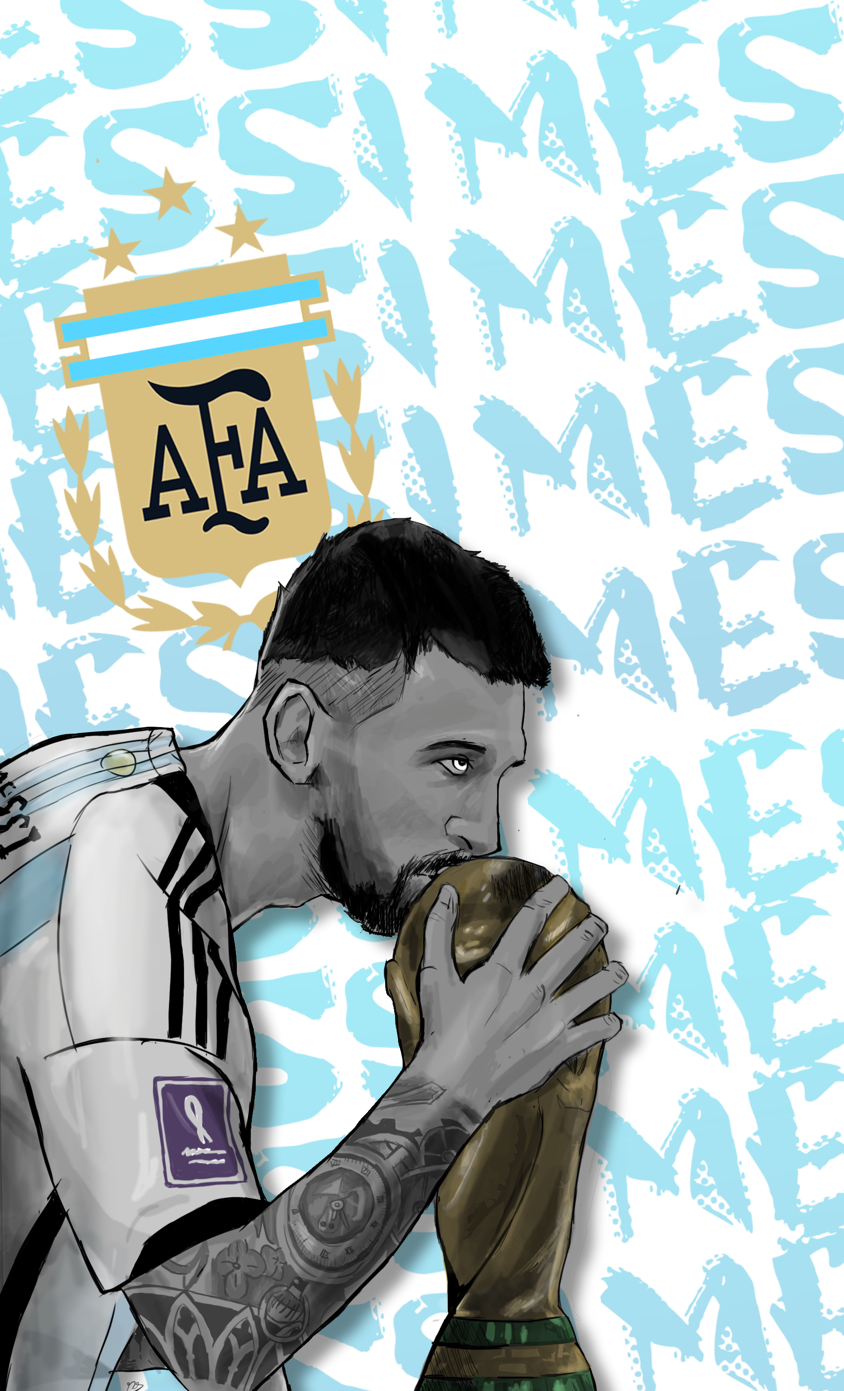 Argentina Fan Art Digital Art AFA Lionel Messi Vertical Men 1696x2795