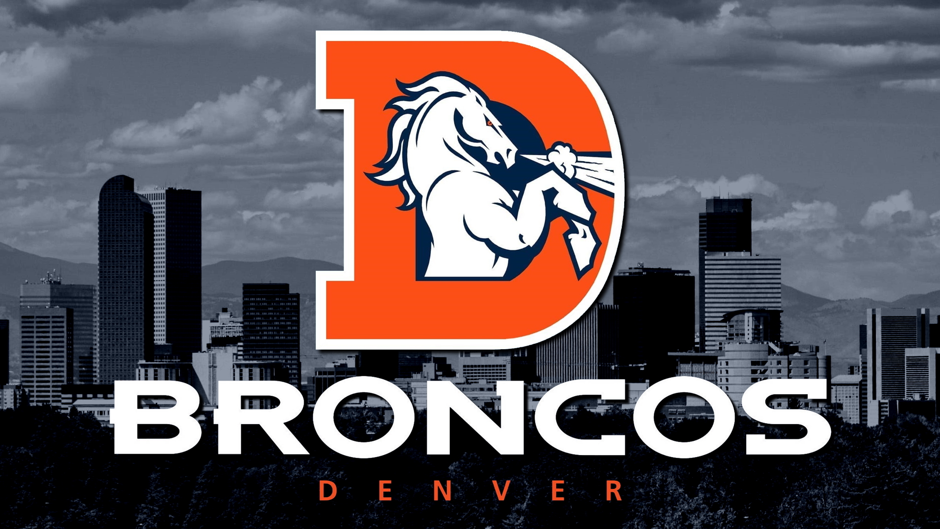 Denver Broncos Denver Colorado Skyline NFL Fan Art Logo American Football 1920x1080