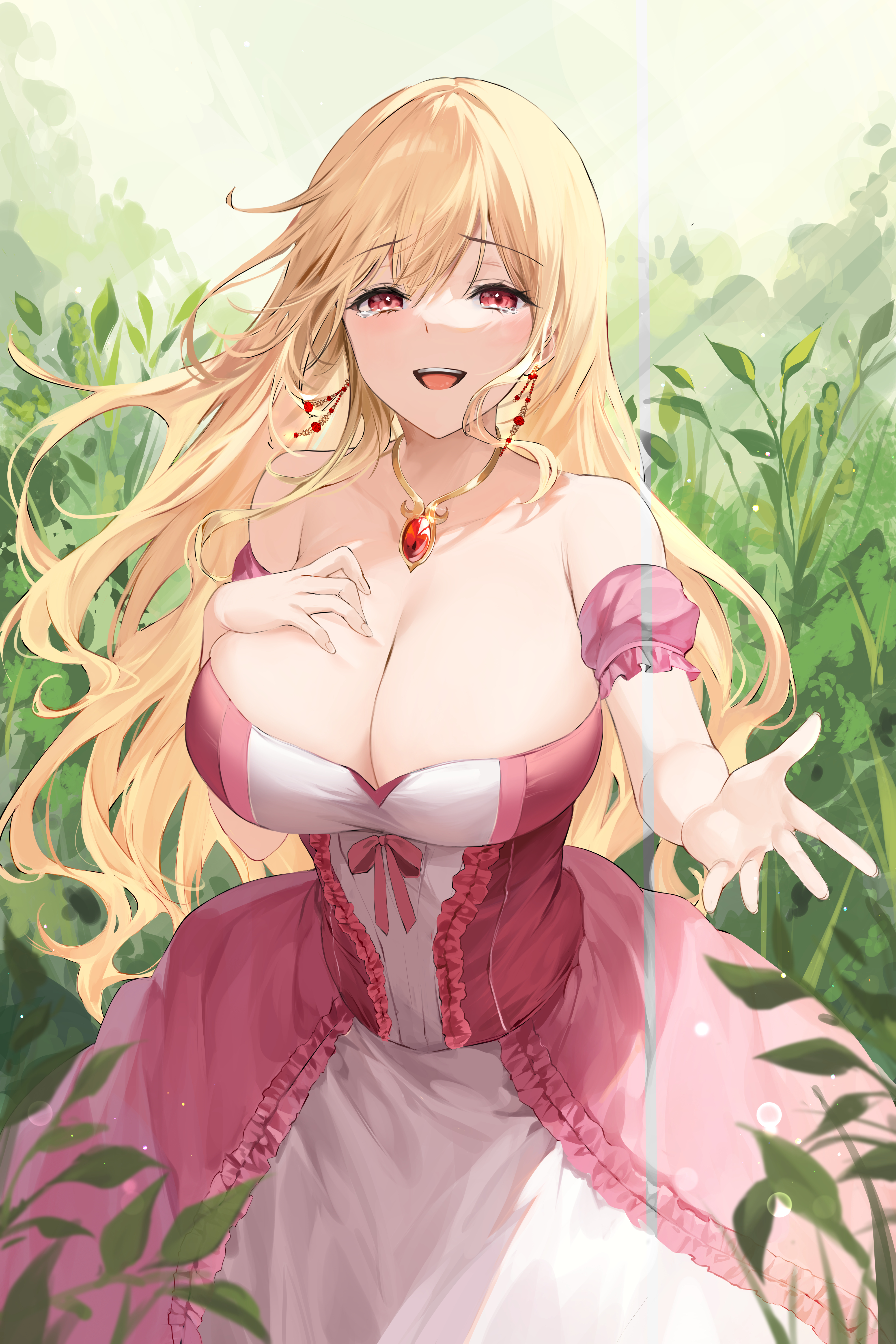 Anime Girls Plants Blonde Red Eyes Necklace 4000x6000