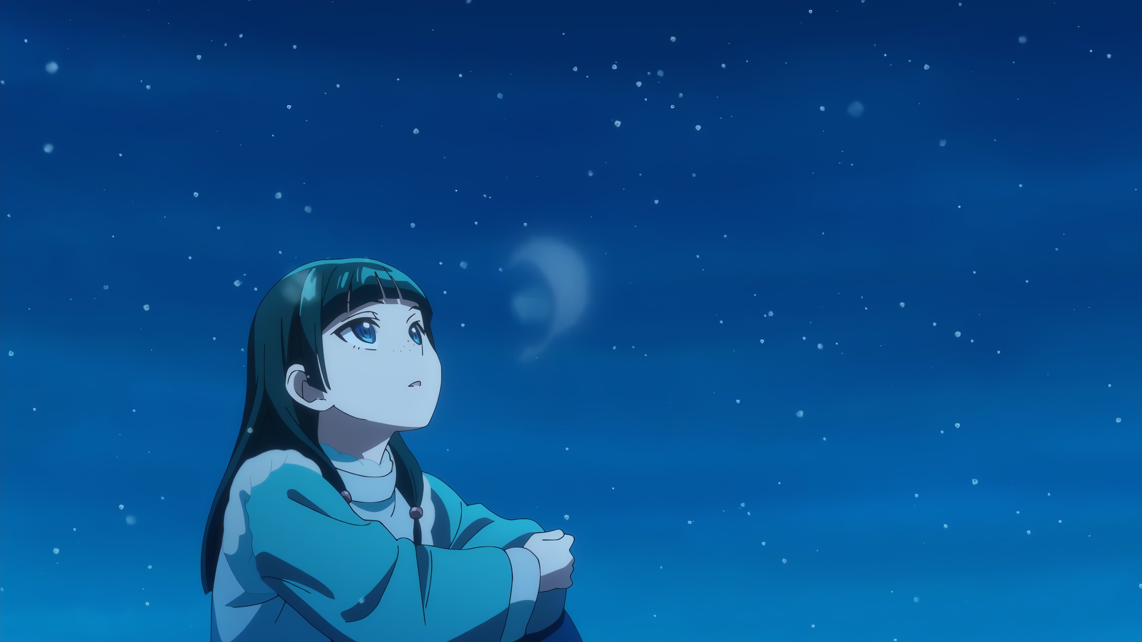 Anime Girls Anime Night Snow The Apothecary Diaries Green Hair 3840x2160