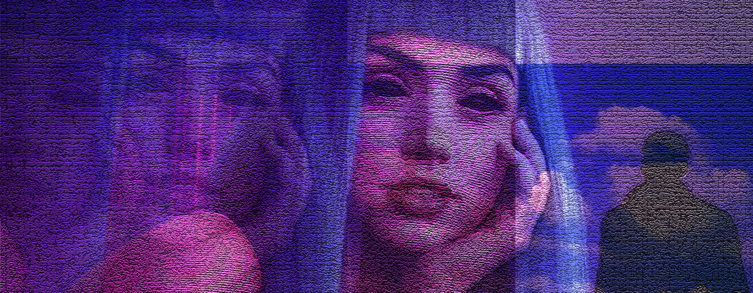 Blade Runner 2049 Ana De Armas Neon Cyber Hand On Face Parted Lips Long Hair Blue Hair Looking At Vi 2533x987