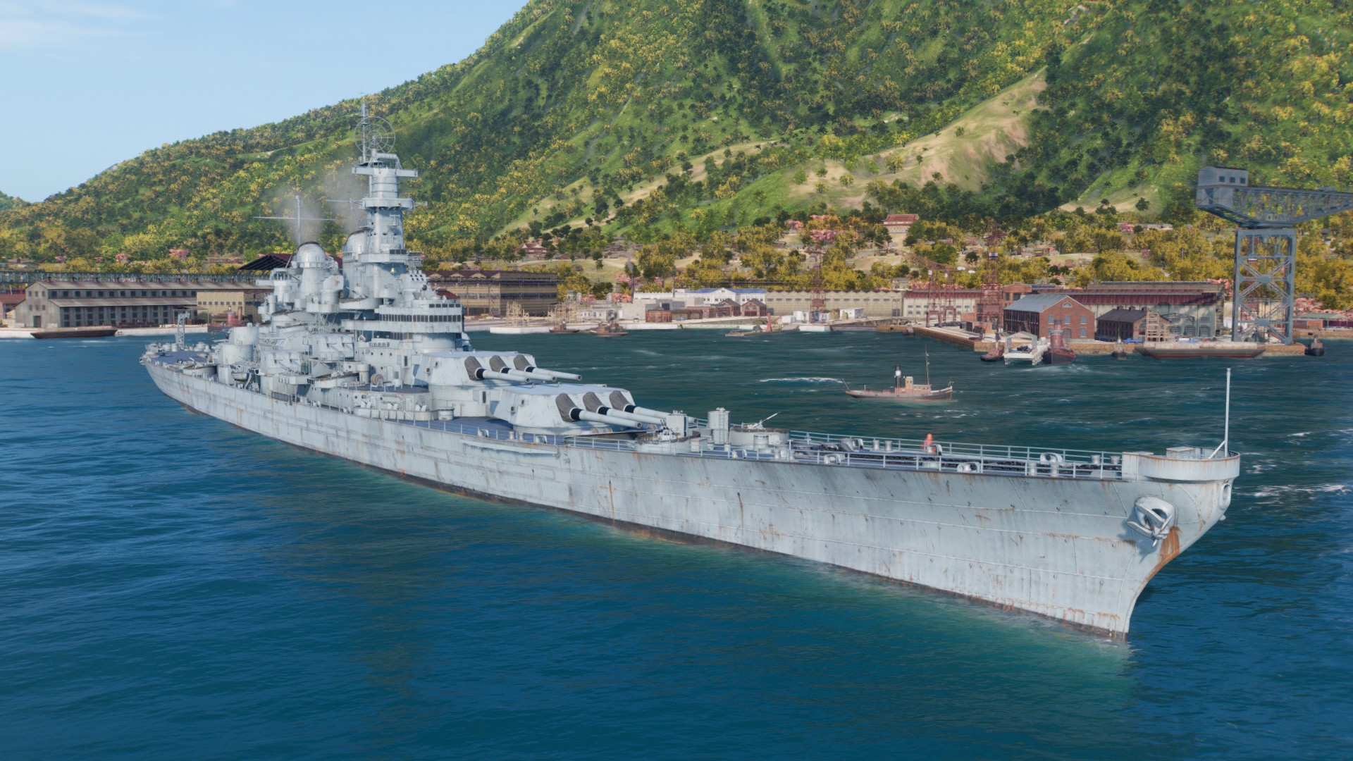 Battleship Game USS Iowa World Of Warships Video Games Water Sky Clouds CGi Ship Military Vehicle Sm 1920x1080