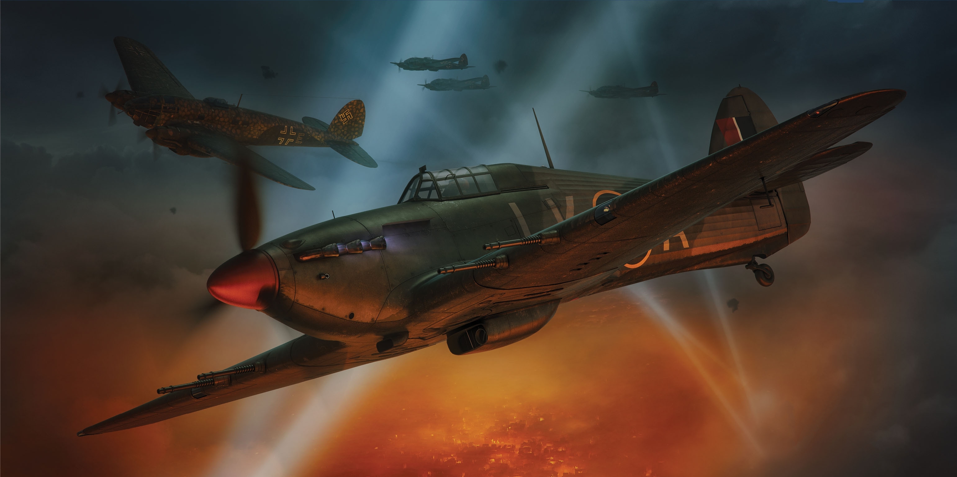 World War Ii Royal Airforce Aircraft Airplane Nightfighter Night Hawker Hurricane Military Military  3083x1538