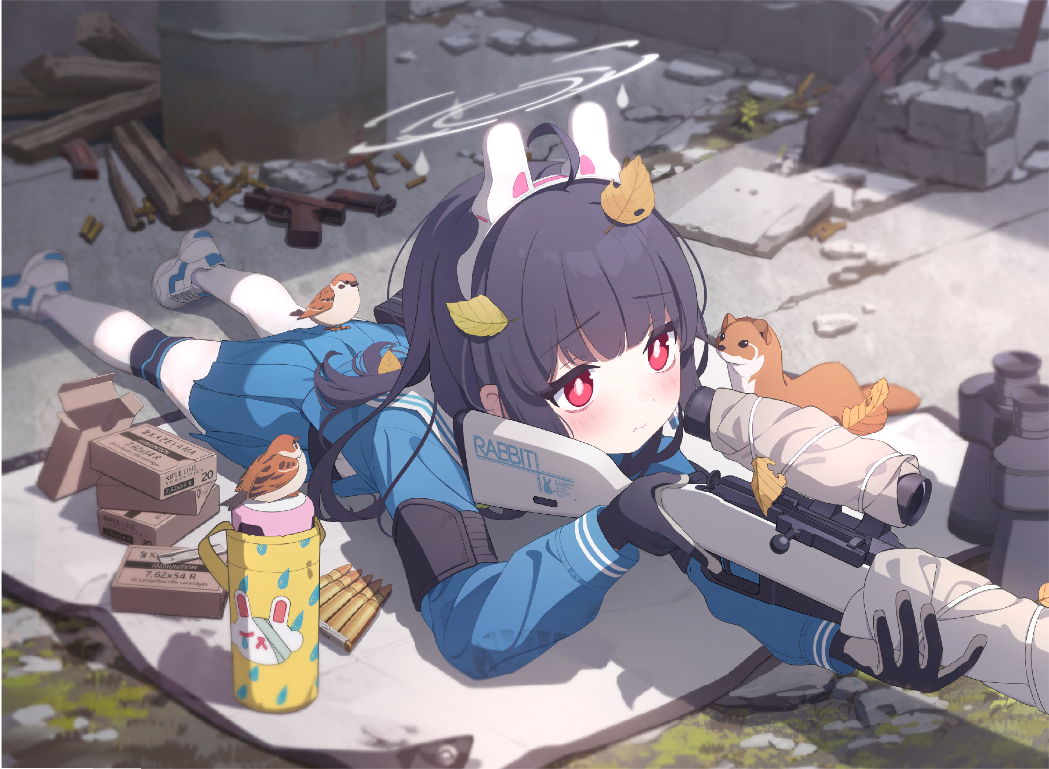 Blue Archive Sniper Rifle Ammunition Animals Miyu Kasumizawa 3609x2648