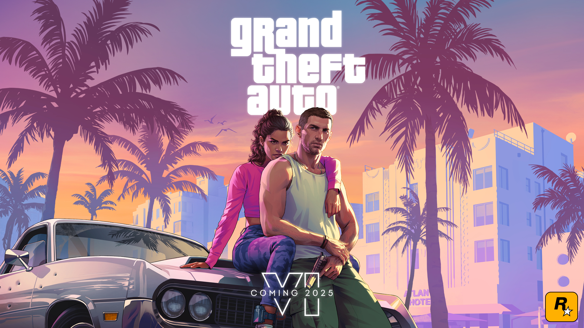 Grand Theft Auto IV GTA Vi Rockstar Games Couple Car Vehicle Women Men Video Game Art Palm Trees Sit 1920x1080