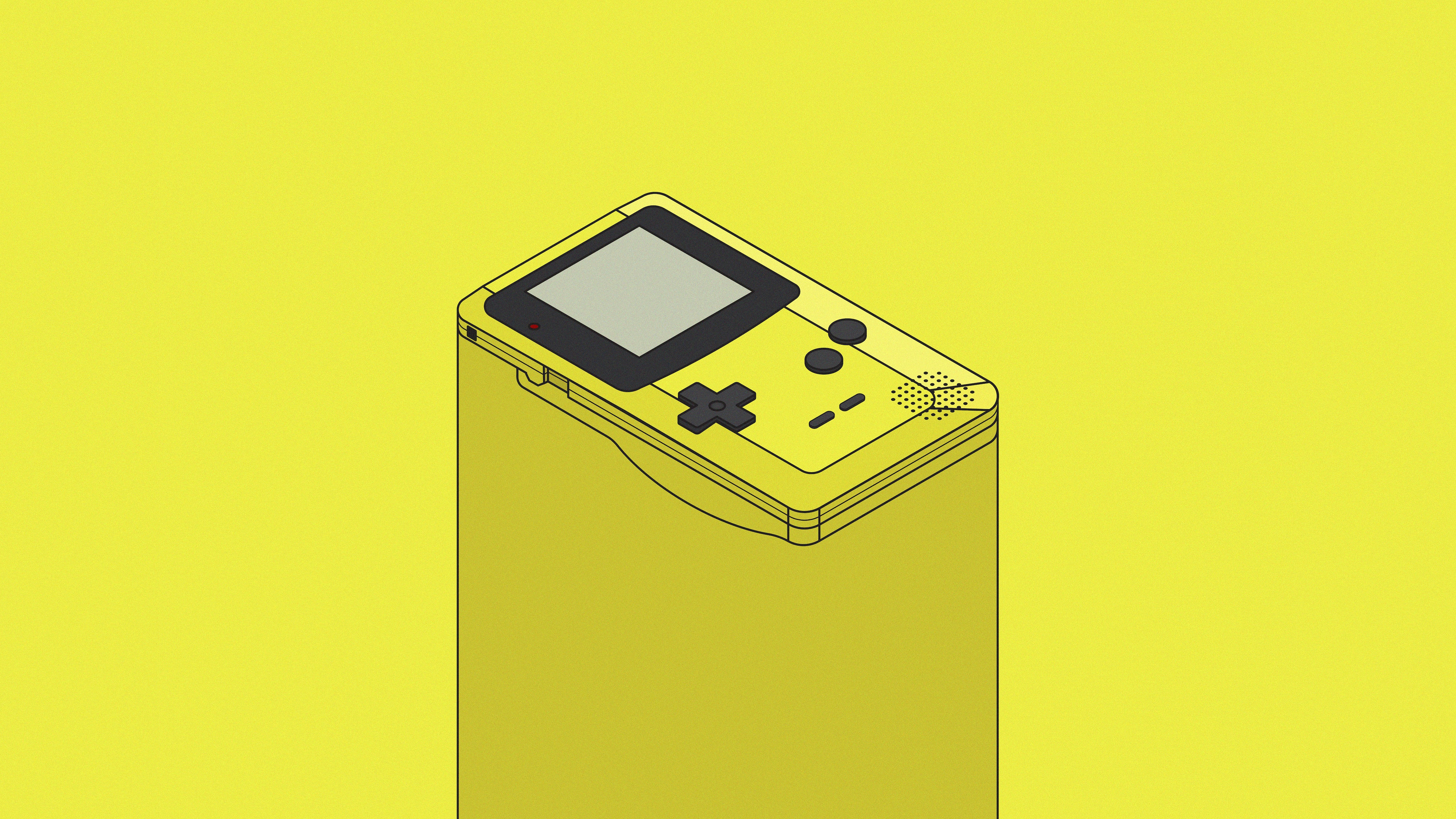 Digital Art Artwork Illustration Minimalism Nintendo GameBoy Color Consoles Shadow 4K Simple Backgro 3840x2160