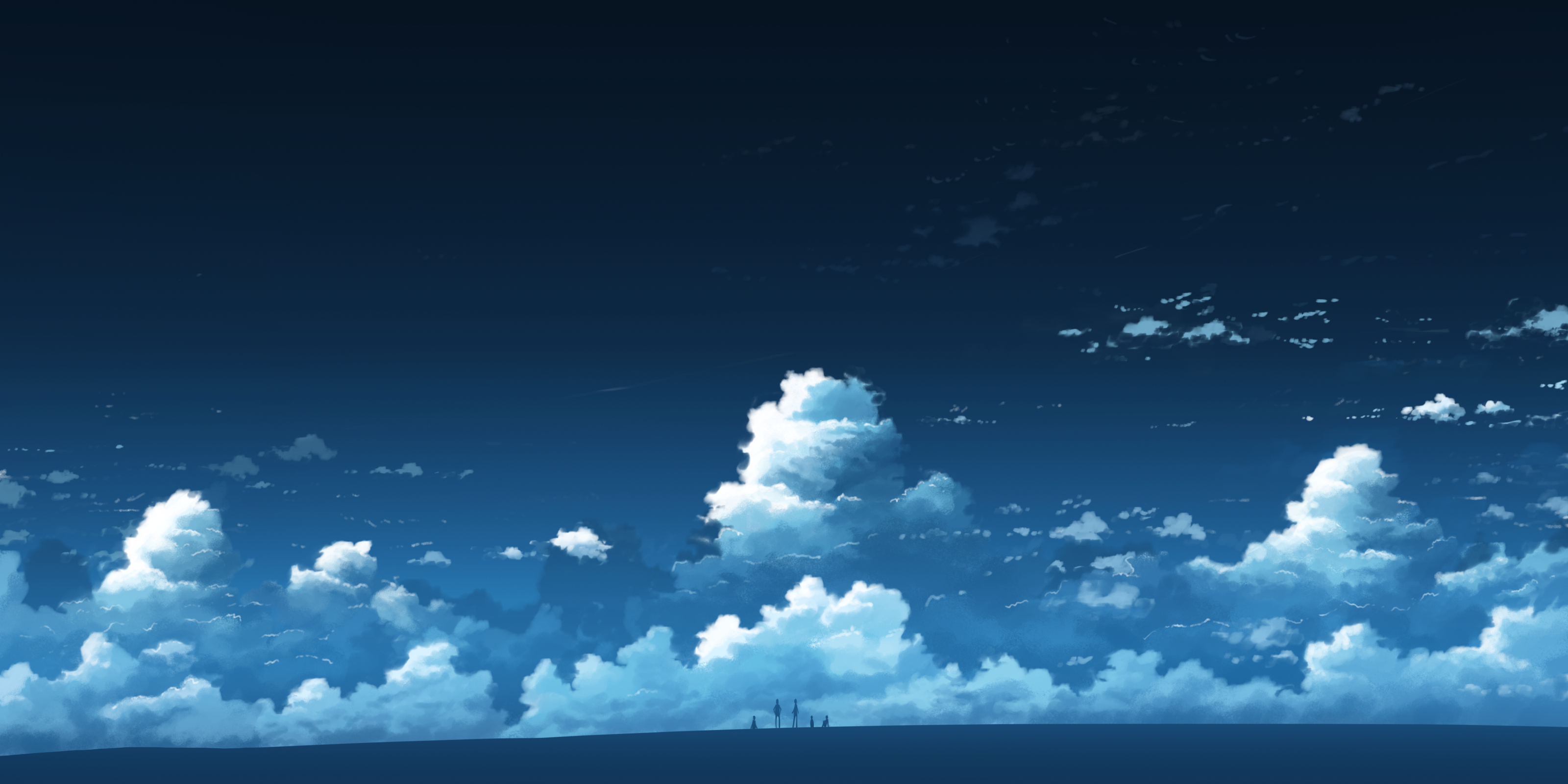 Anime Sky Clouds Artwork Sky Anime Silhouette 3200x1600