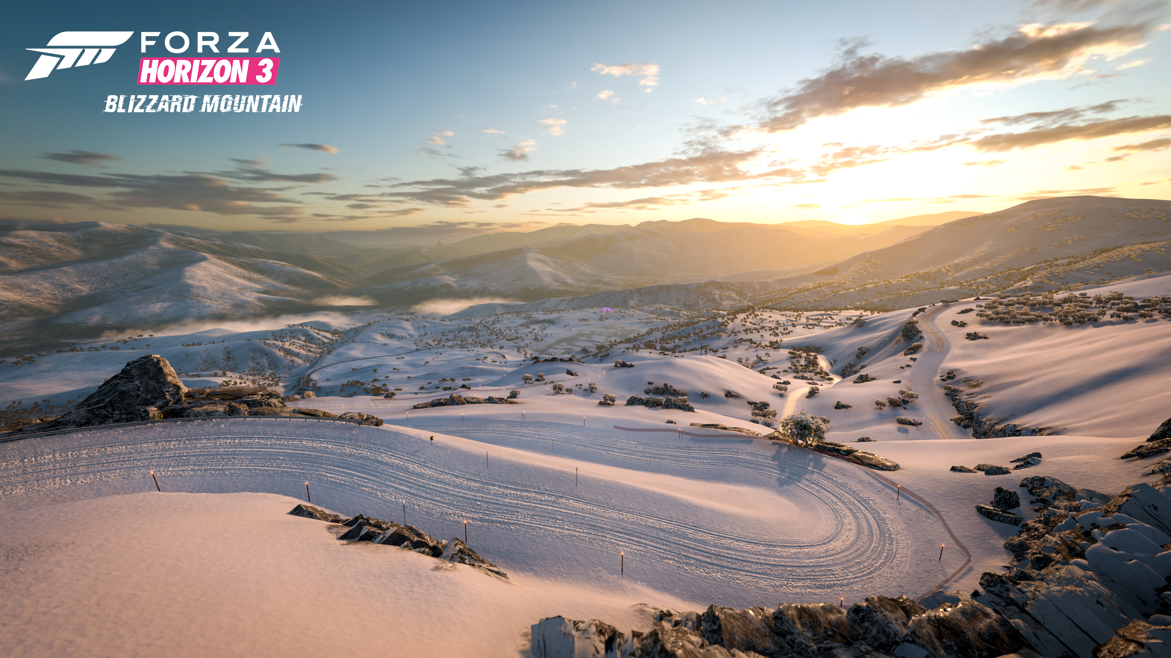 Video Games Forza Horizon 3 CGi Snow Road Race Tracks Logo 3840x2160