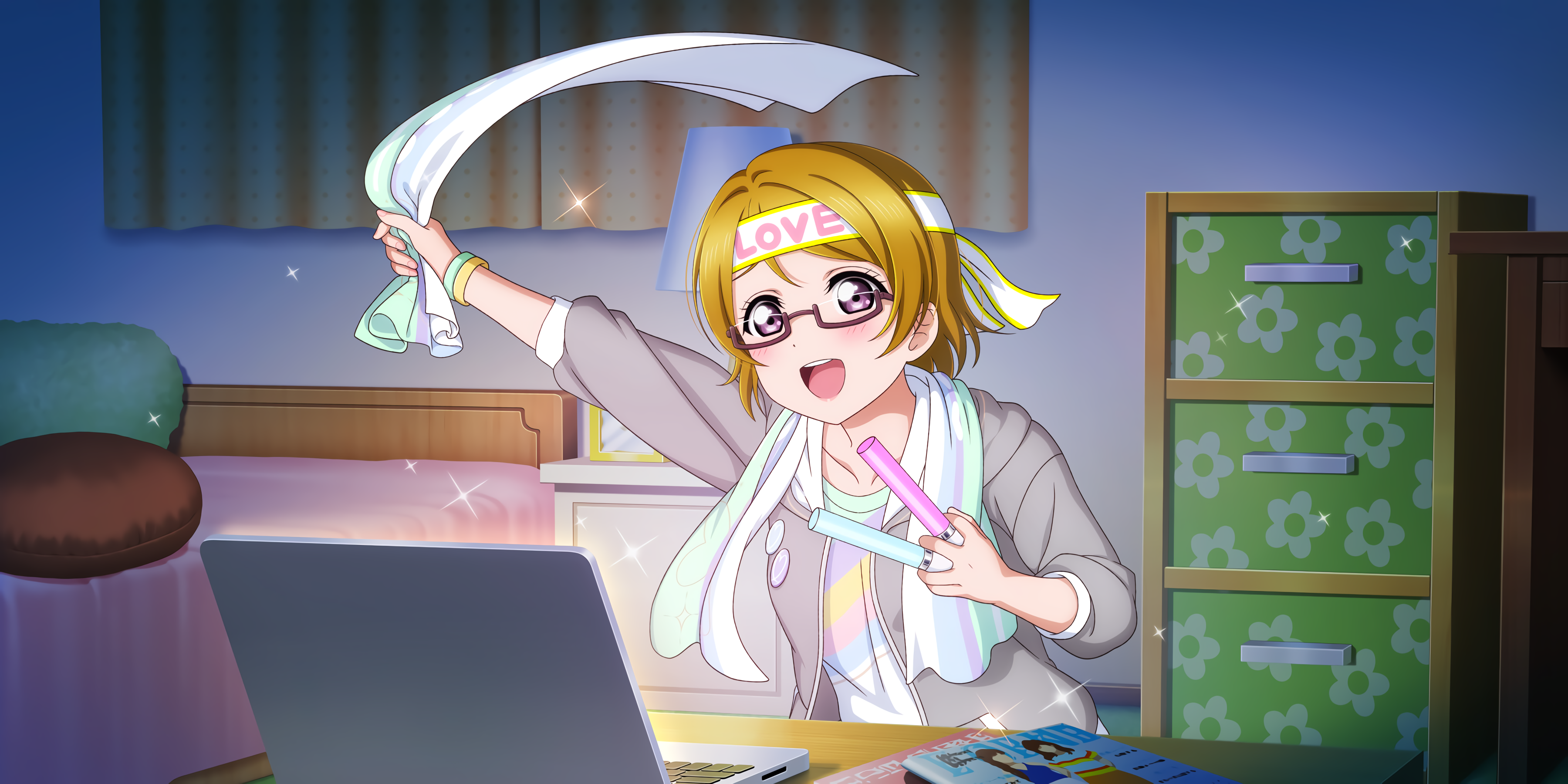 Koizumi Hanayo Love Live Anime Anime Girls Glasses Laptop 3600x1800