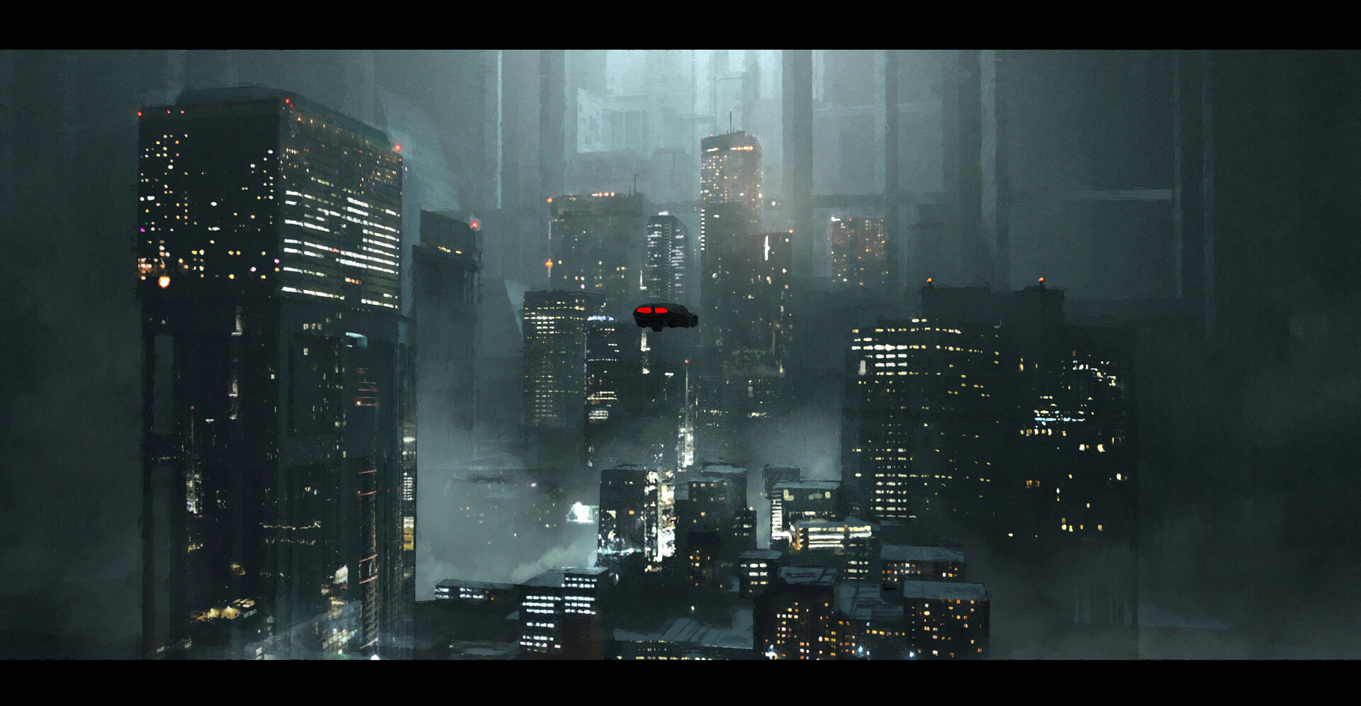 Neo Noir Blade Runner Blade Runner 2049 Cyberpunk City Futuristic Futurism Flying Car 1920x996