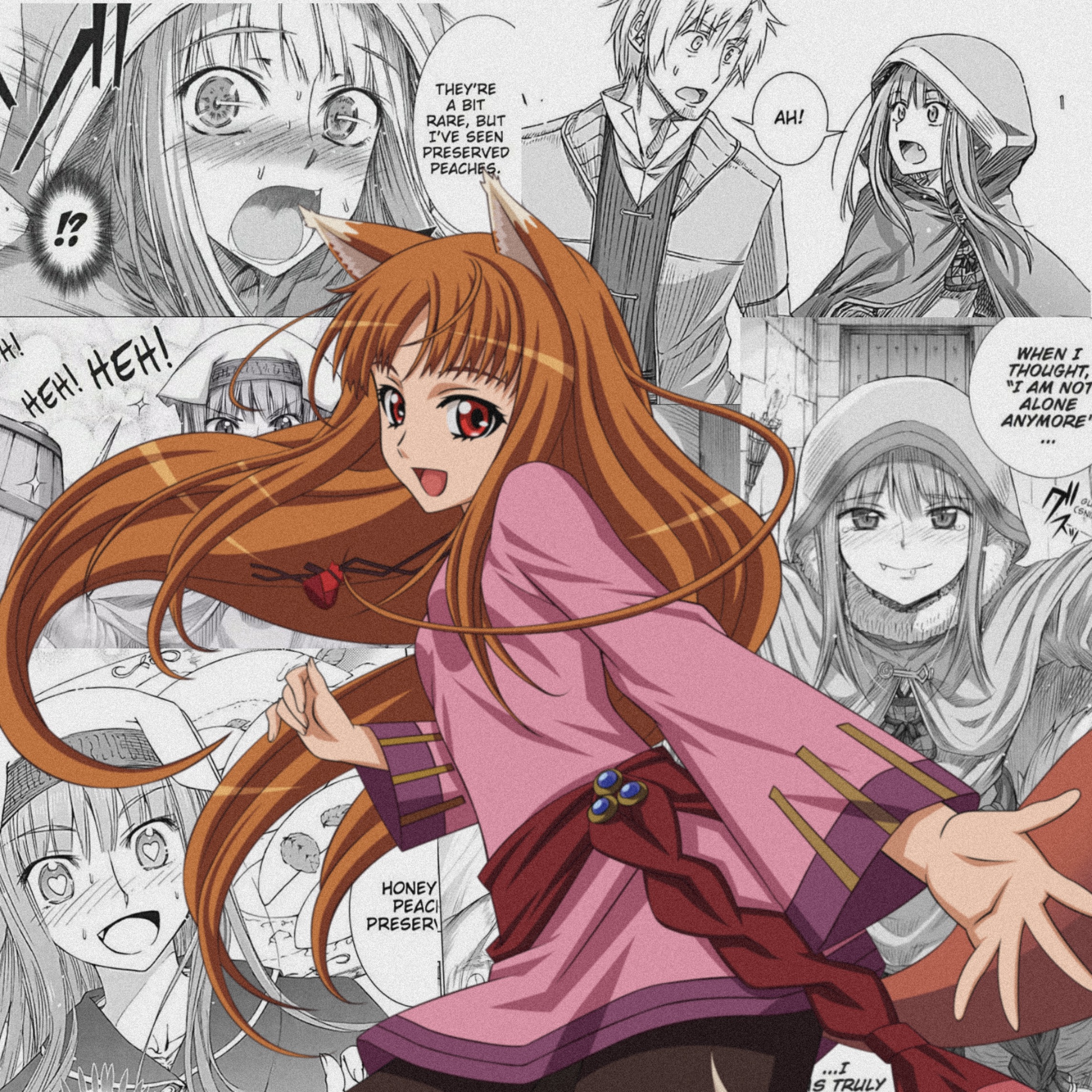 Spice And Wolf Long Hair Anime Girls Holo Spice And Wolf Wolf Girls Smiling Japanese Art Manga Blush 2289x2289