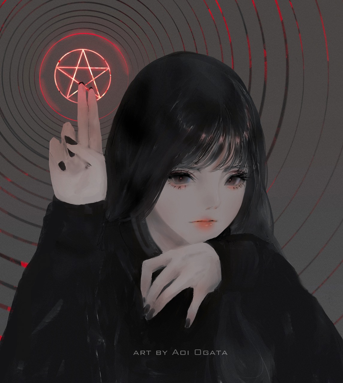 Aoi Ogata 2D Magic Circle Anime Girls Satanic Pentagram Vertical 1145x1280
