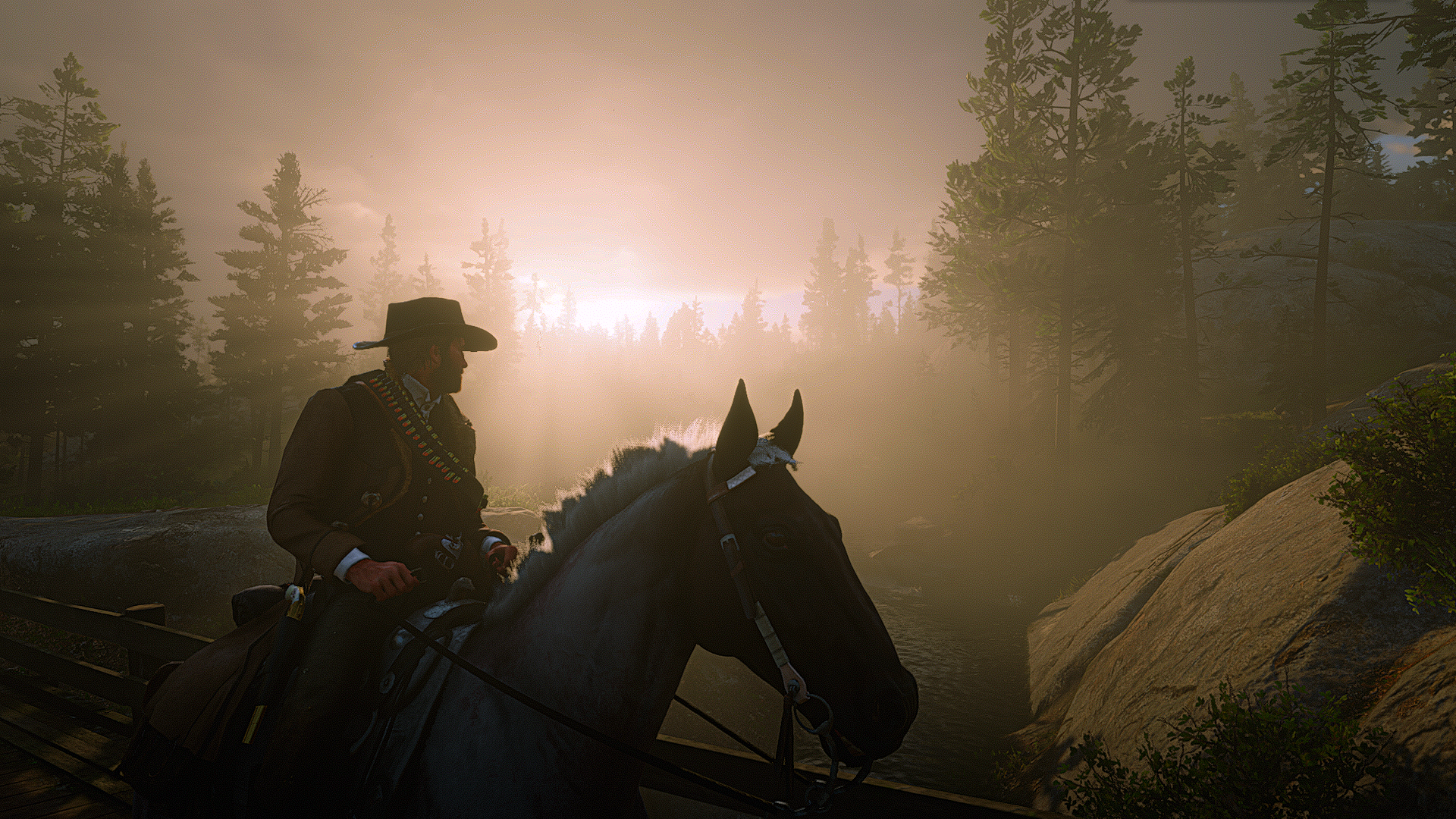 Red Dead Redemption 2 Arthur Morgan Video Games Video Game Characters Video Game Man Horse Animals 1920x1080