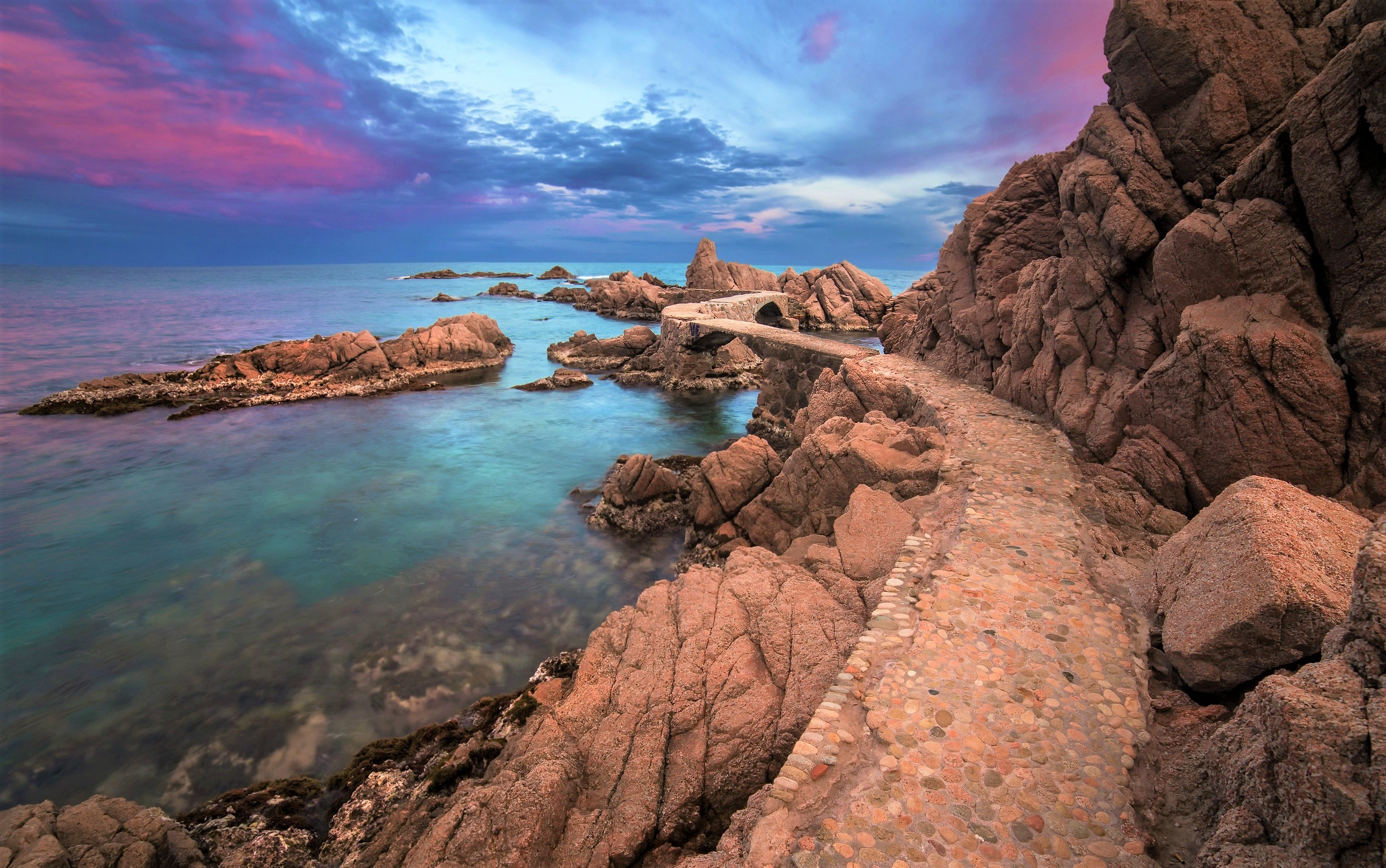 Coast Ocean Sea Sky Sunset Path Horizon 2560x1605