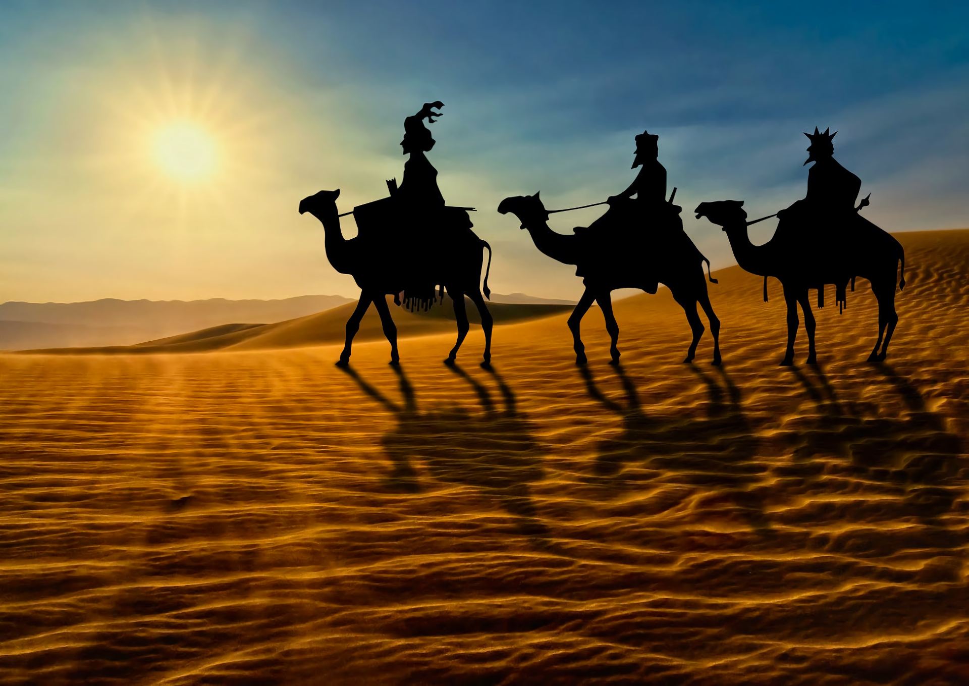 The Three Wise Men Desert Camel Sun 1920x1359
