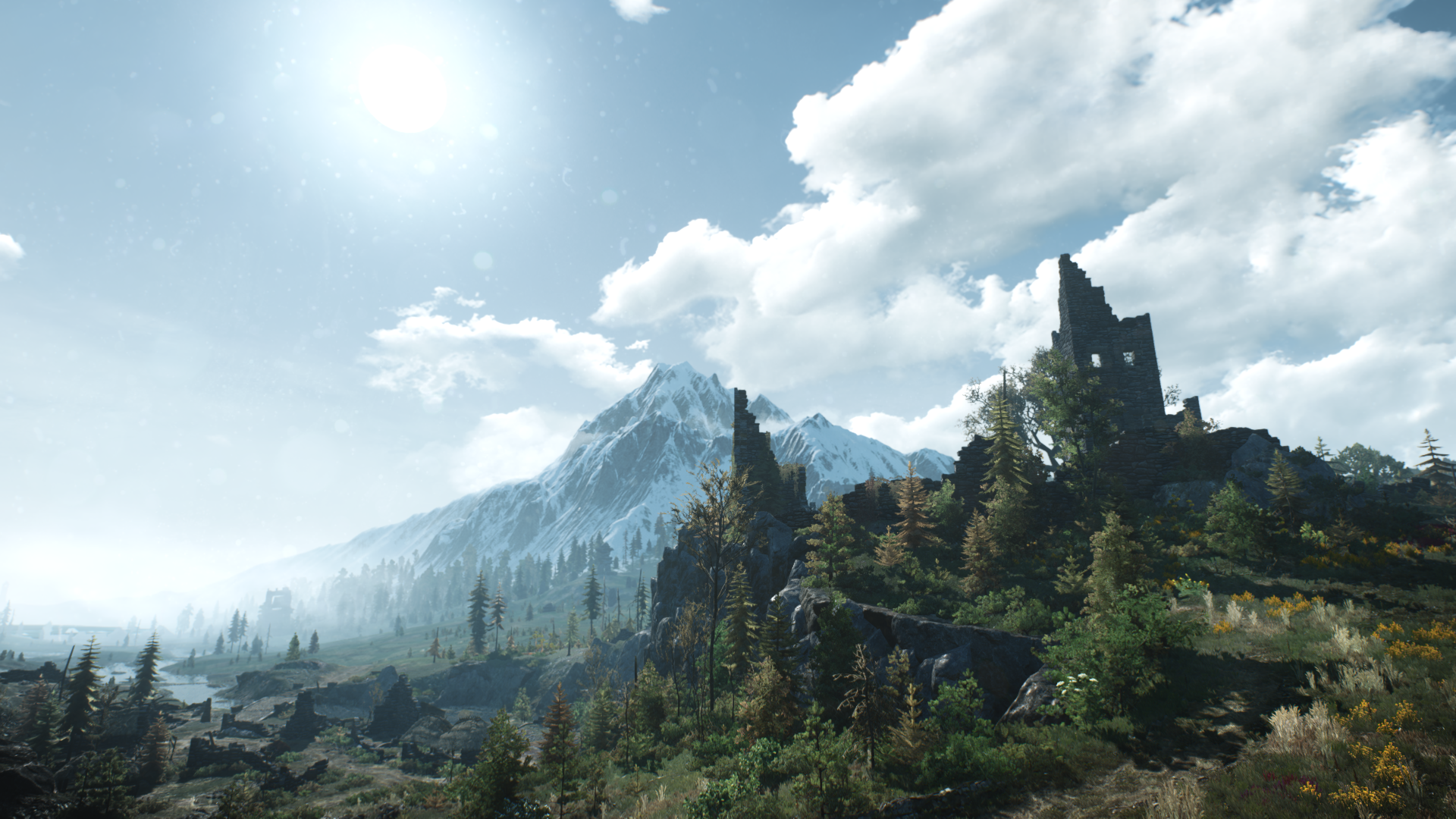 The Witcher 3 Wild Hunt Video Game Landscape CD Projekt RED Skellige CGi Video Games Clouds Trees Na 1920x1080