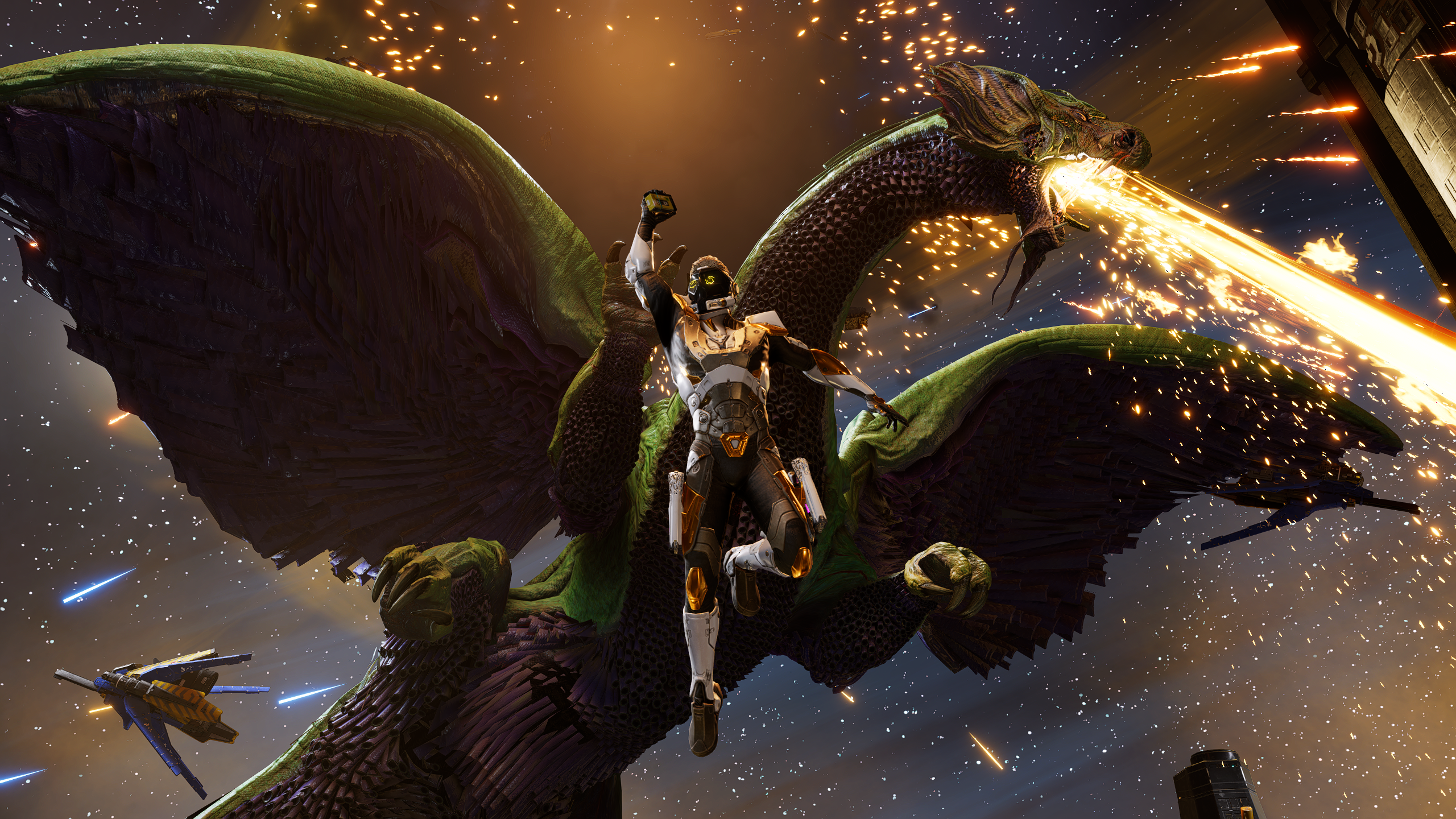 Guardians Of The Galaxy Game Dragon Space Battle Space Marvel Studios Star Lord 2560x1440
