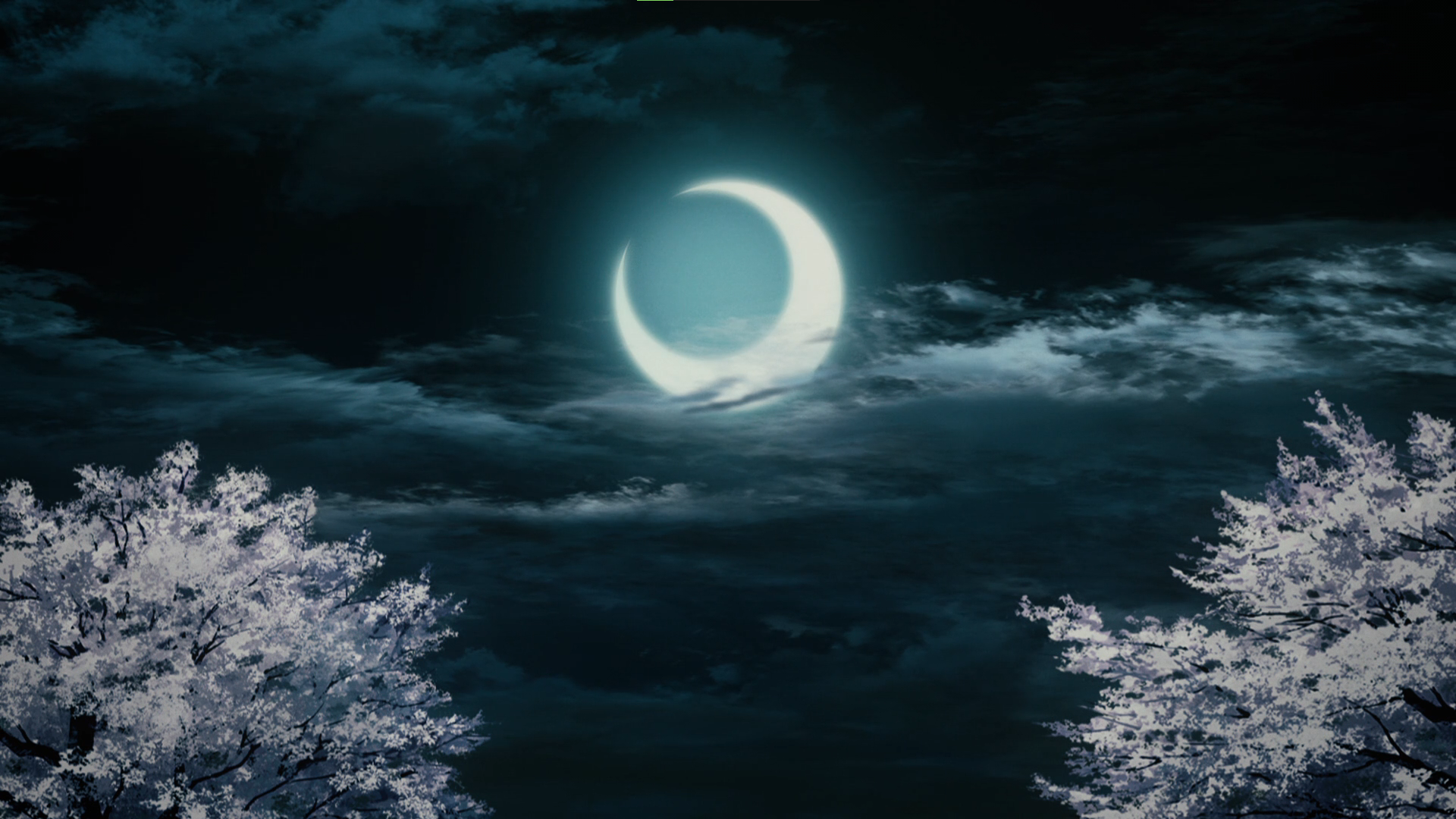 Kimetsu No Yaiba Trees Crescent Moon Anime Anime Screenshot Clouds Sky Moon 1920x1080