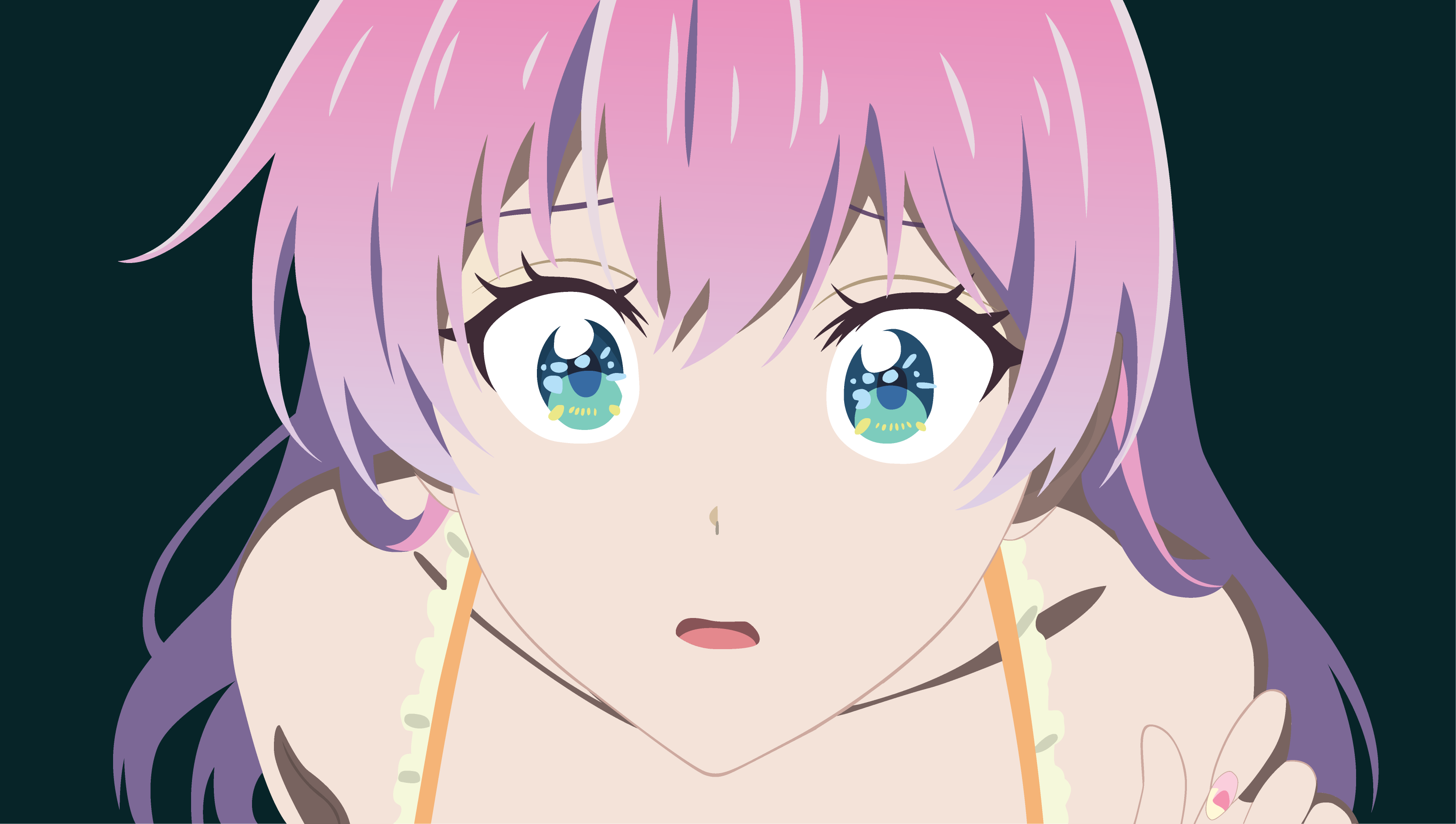 Pink Hair Akari Watanabe Anime Girls Minimalism Simple Background Long Hair Looking At Viewer 3322x1880