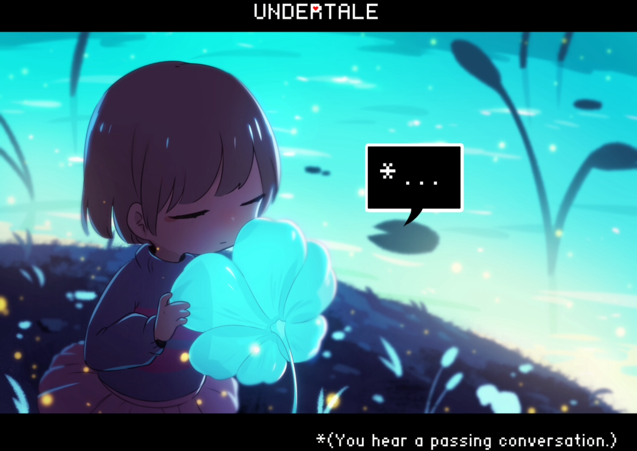 Undertale Frisk Video Game Characters Frisk Undertale Flowers Video Game Art Text Closed Eyes Water  2048x1450