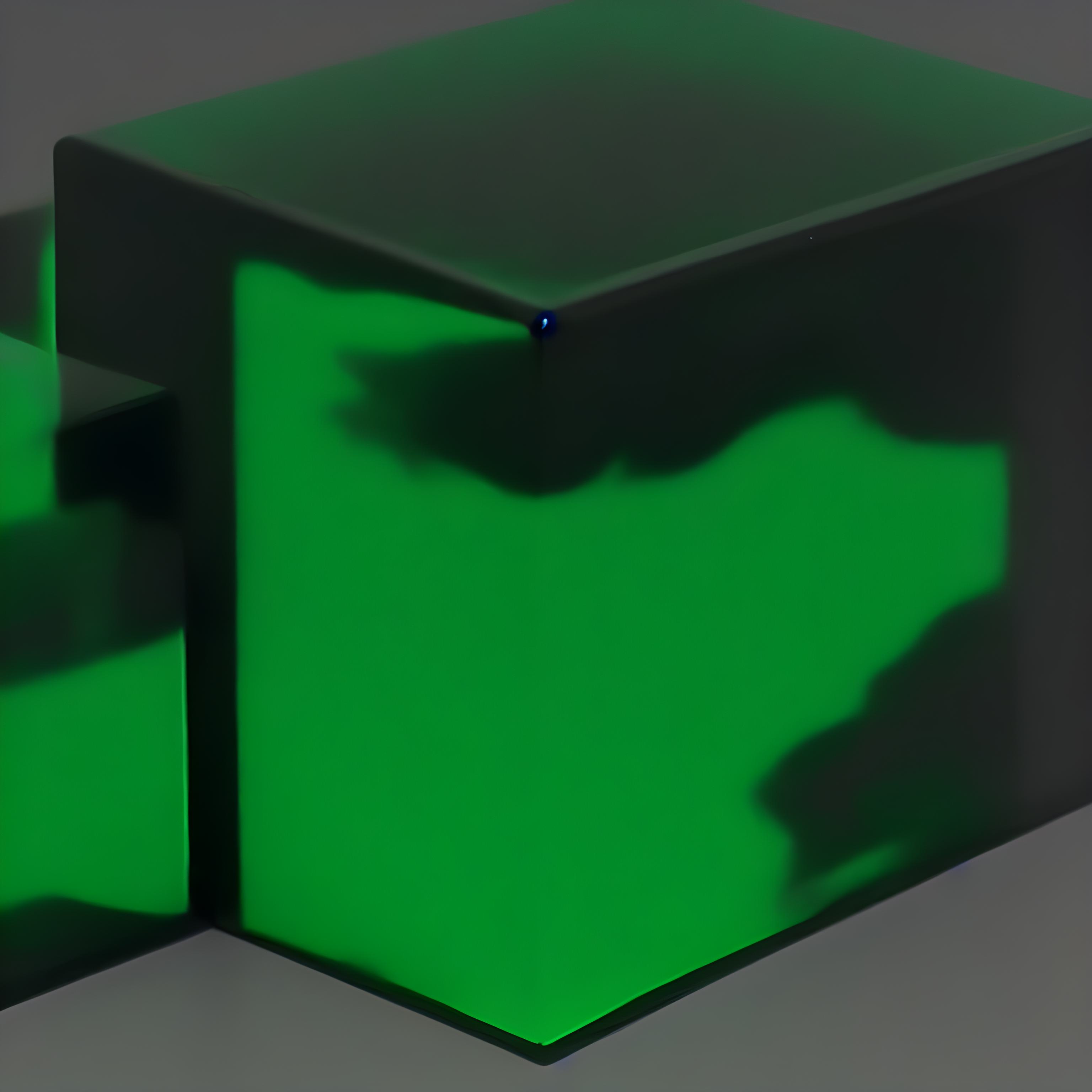 Green Emerald Fire Cube Minimalism Simple Background 3072x3072