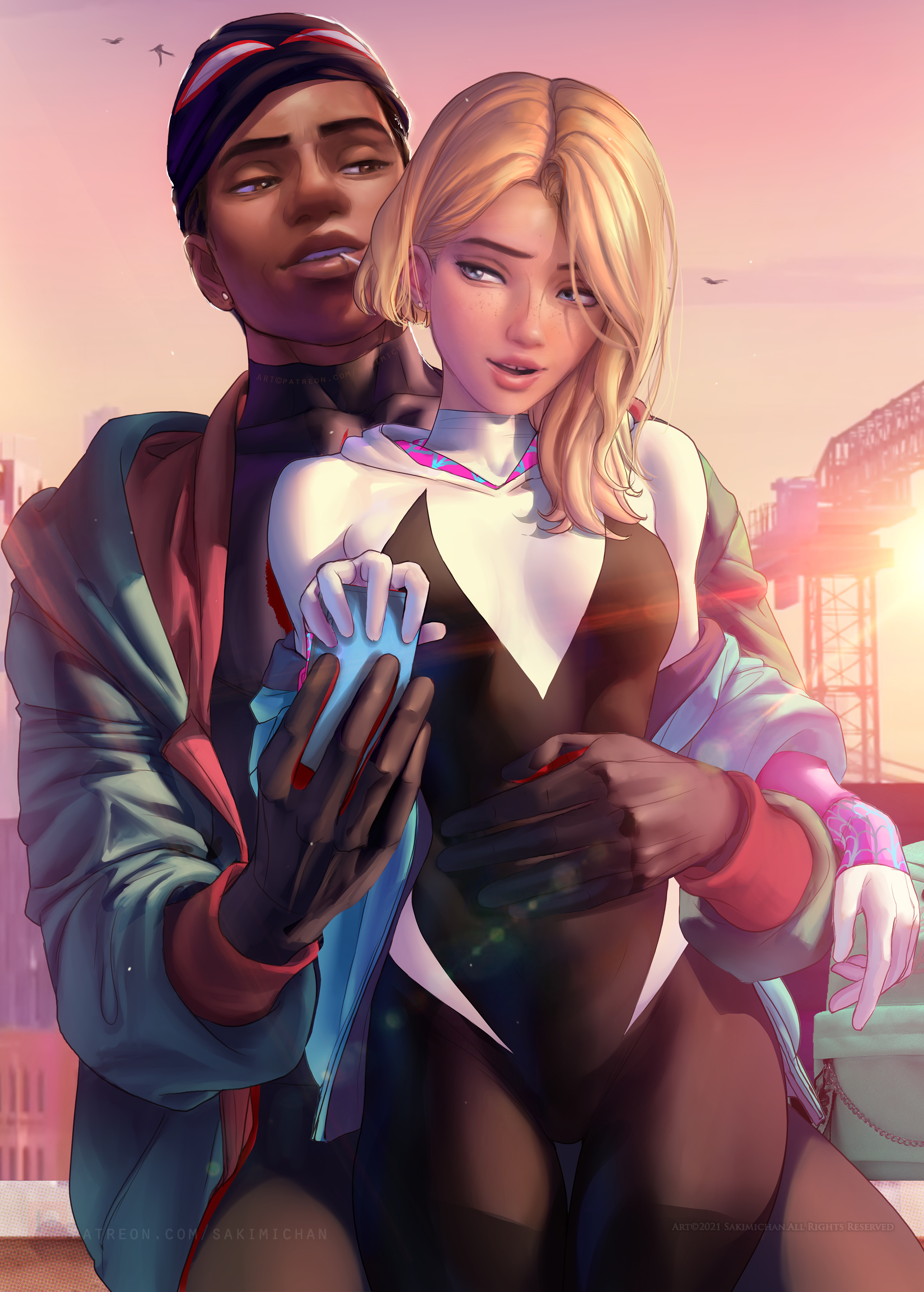 Gwen Stacy Miles Morales Spider Gwen Spider Man Across The Spider Verse Fictional Character Blonde A 2575x3600