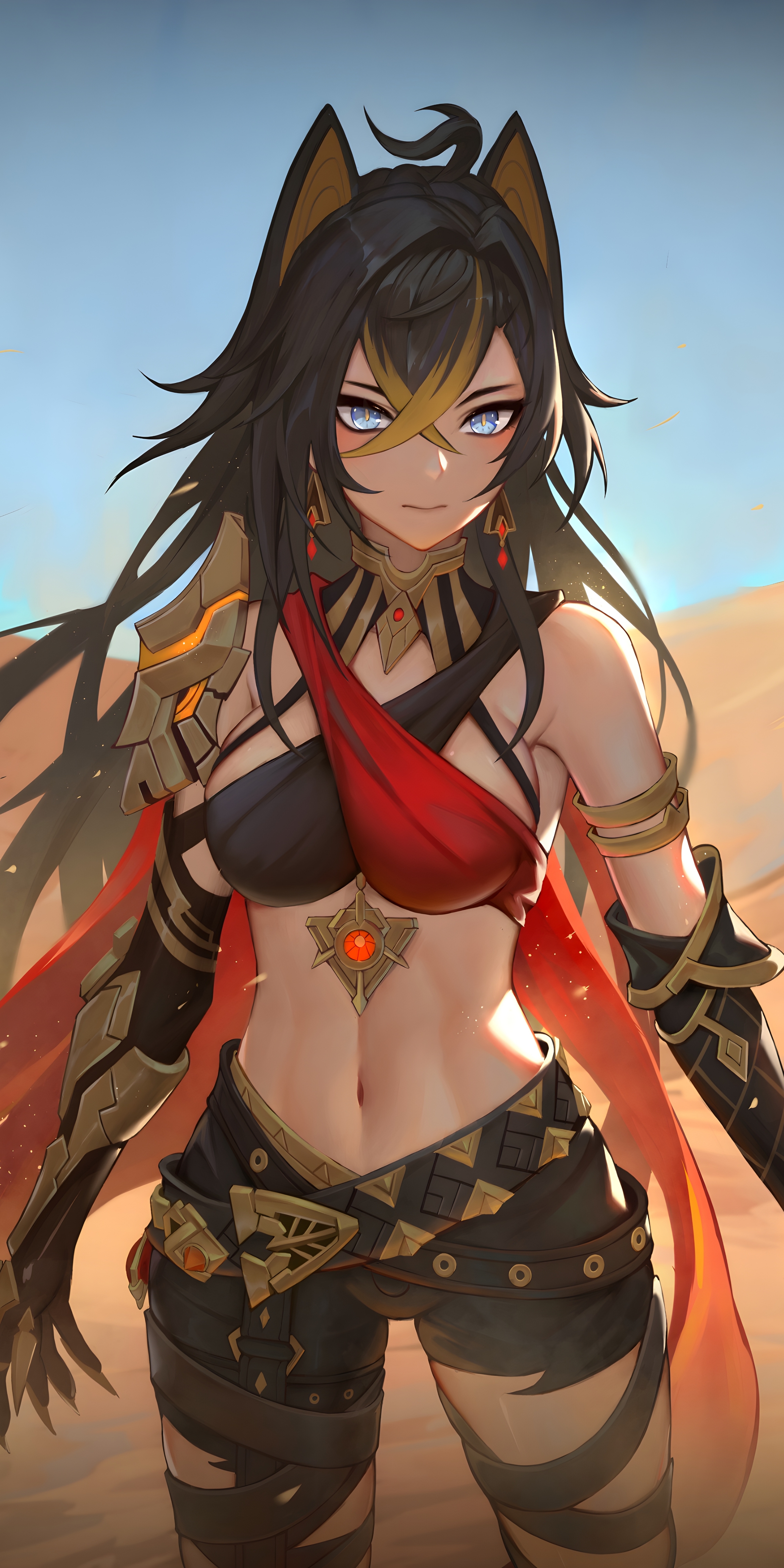 Anime Anime Girls Dehya Genshin Impact Genshin Impact Desert Blue Eyes Animal Ears 2400x4800