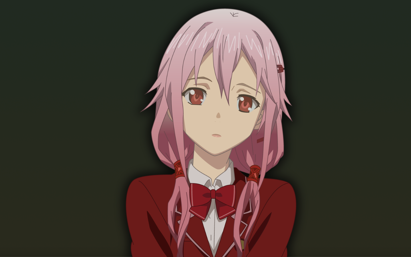 Animation Animation Lee Guilty Crown Pink Hair Red Eyes Yuzuriha Inori School Uniform Frontal View S 1440x900