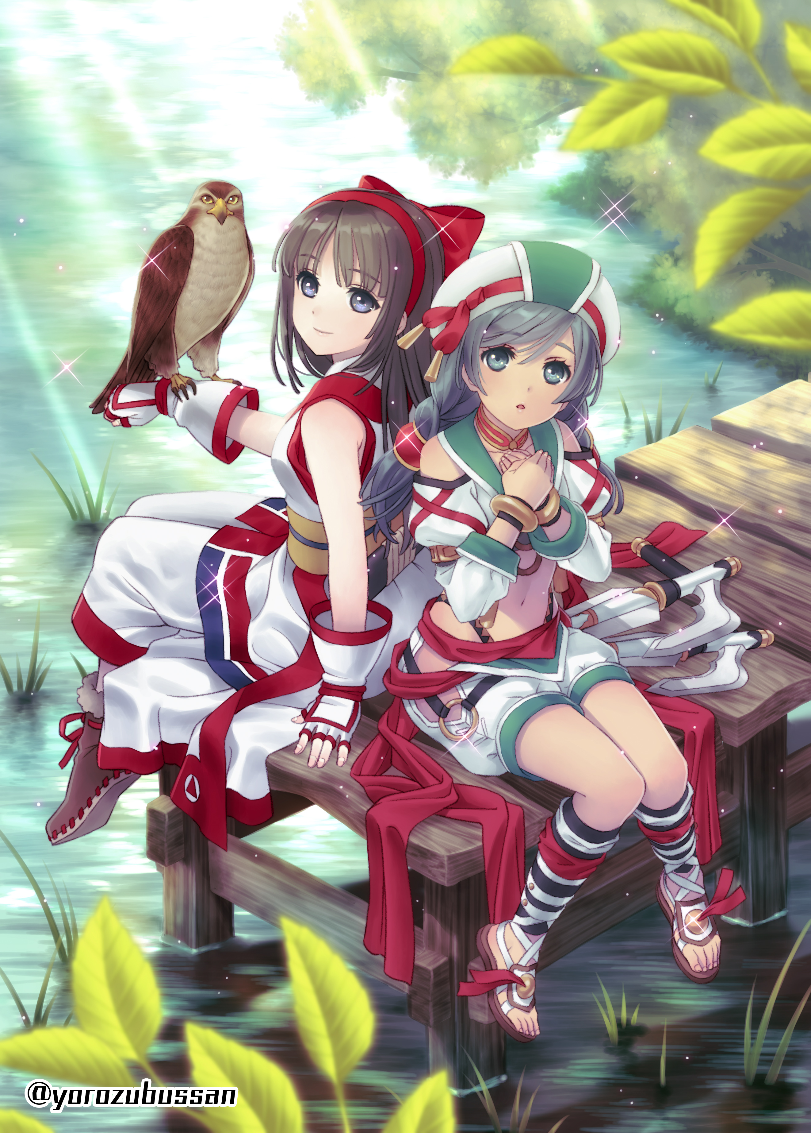 Nakoruru Samurai Shodown Eagle Anime Girls Birds Water Hat Gloves 2645x3692