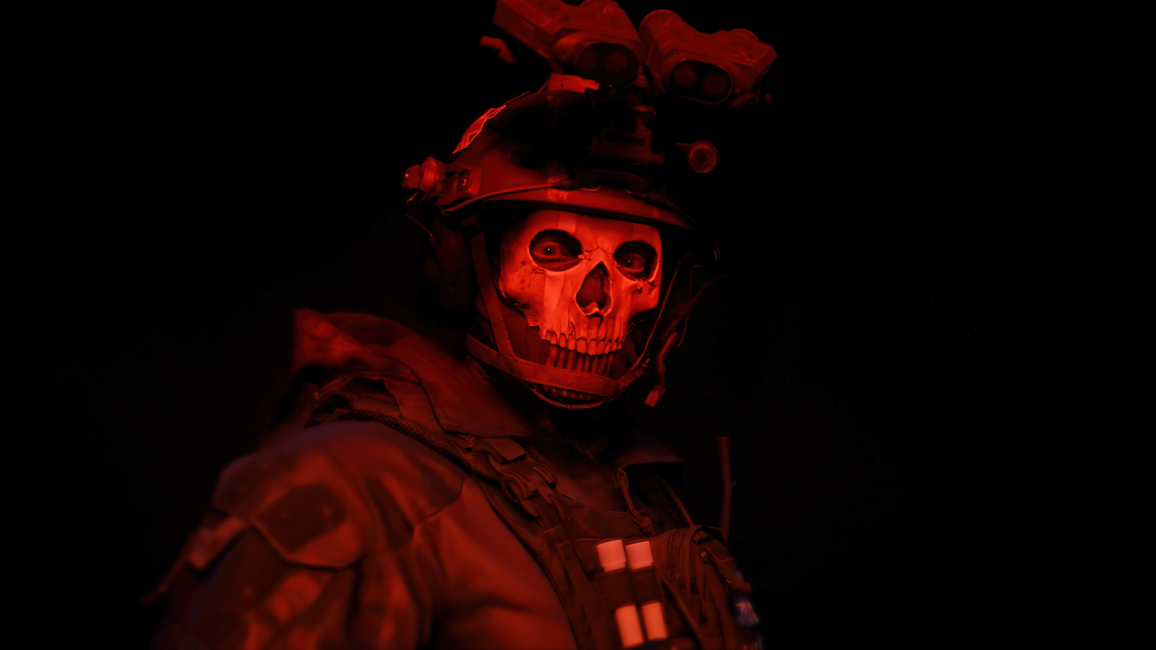 Call Of Duty Modern Warfare Ii Call Of Duty Ghost Call Of Duty Ghosts Soldier Skull Red Light Simple 3840x2160