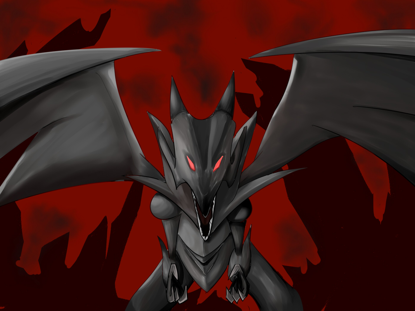 Yu Gi Oh Trading Card Games Red Eyes Black Dragon Anime Dragon Artwork Digital Art Fan Art 1400x1050