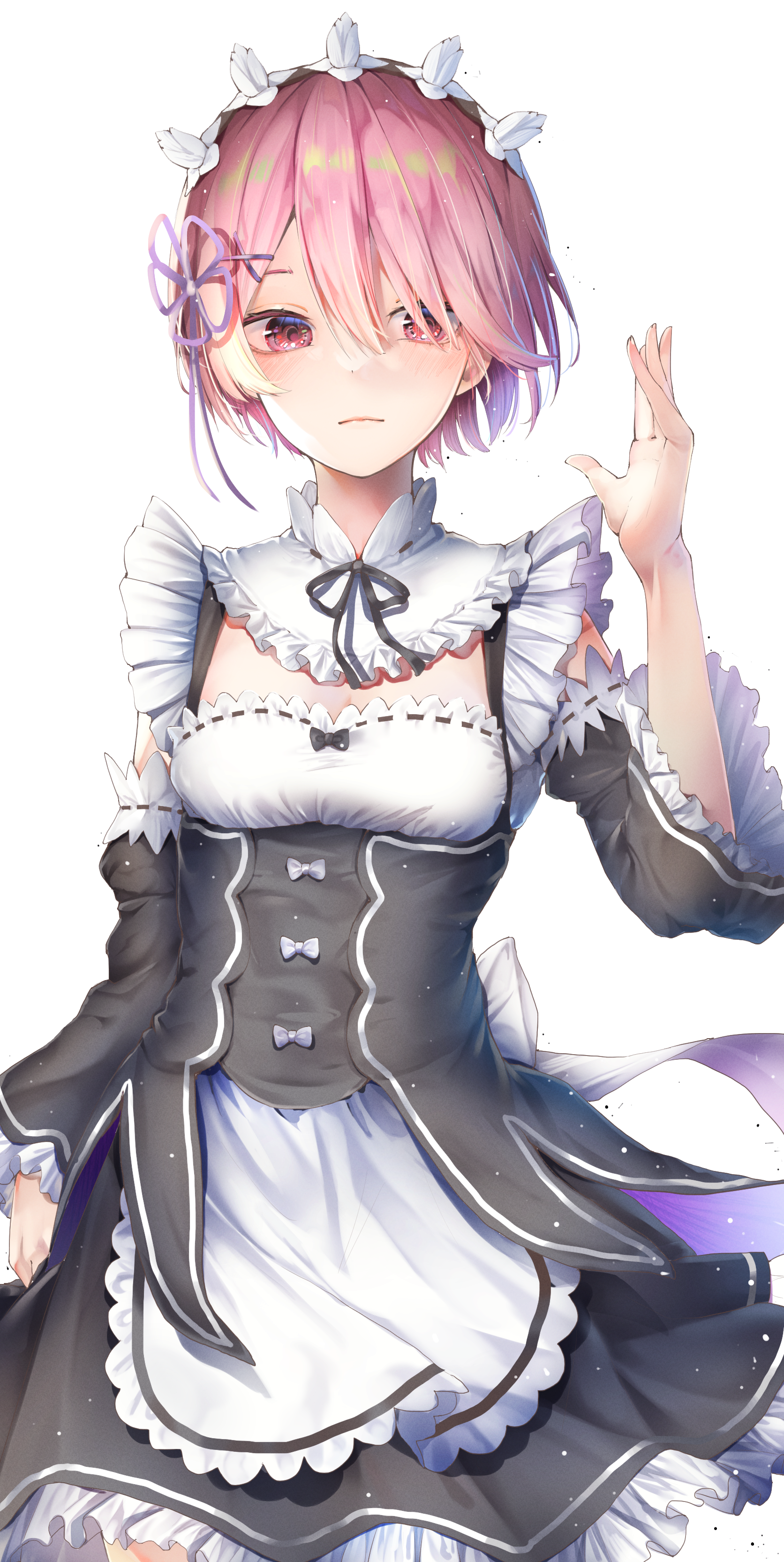 Anime Anime Girls Re Zero Kara Hajimeru Isekai Seikatsu Ram Re Zero Short Hair Pink Hair Maid Maid O 1672x3331