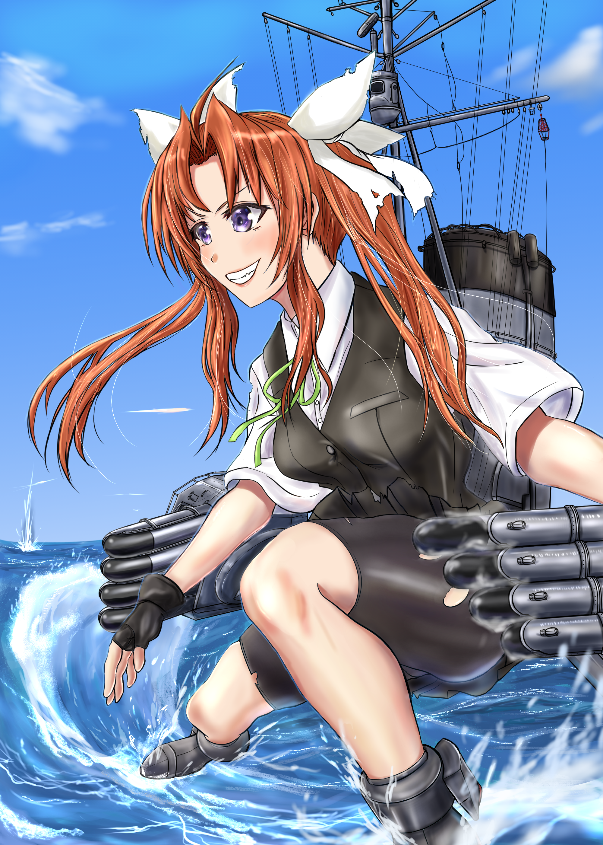 Anime Anime Girls Kantai Collection Kagerou KanColle Twintails Brunette Artwork Digital Art Fan Art 2000x2800