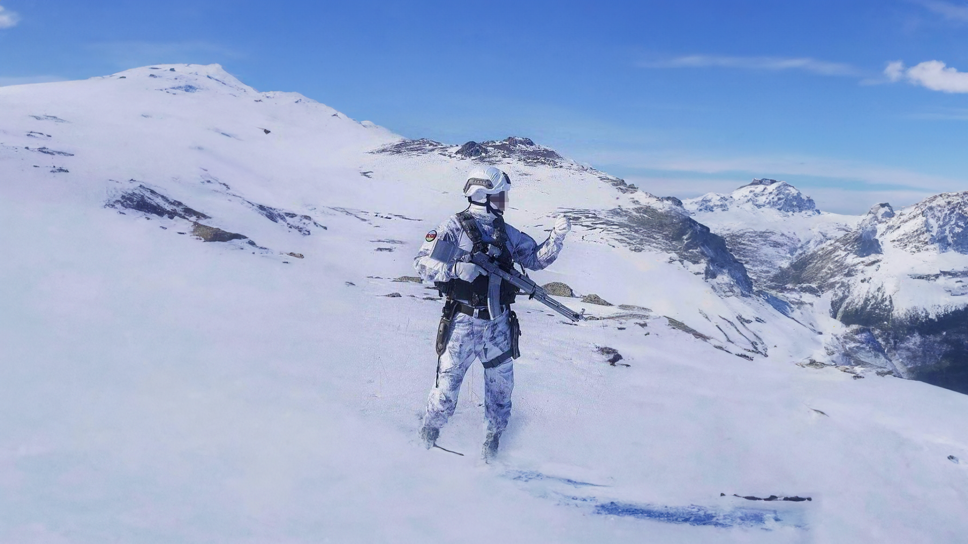 Snow Soldier Azerbaijan Uniform Gun Sky Clouds Mountains Winter Men 1920x1080