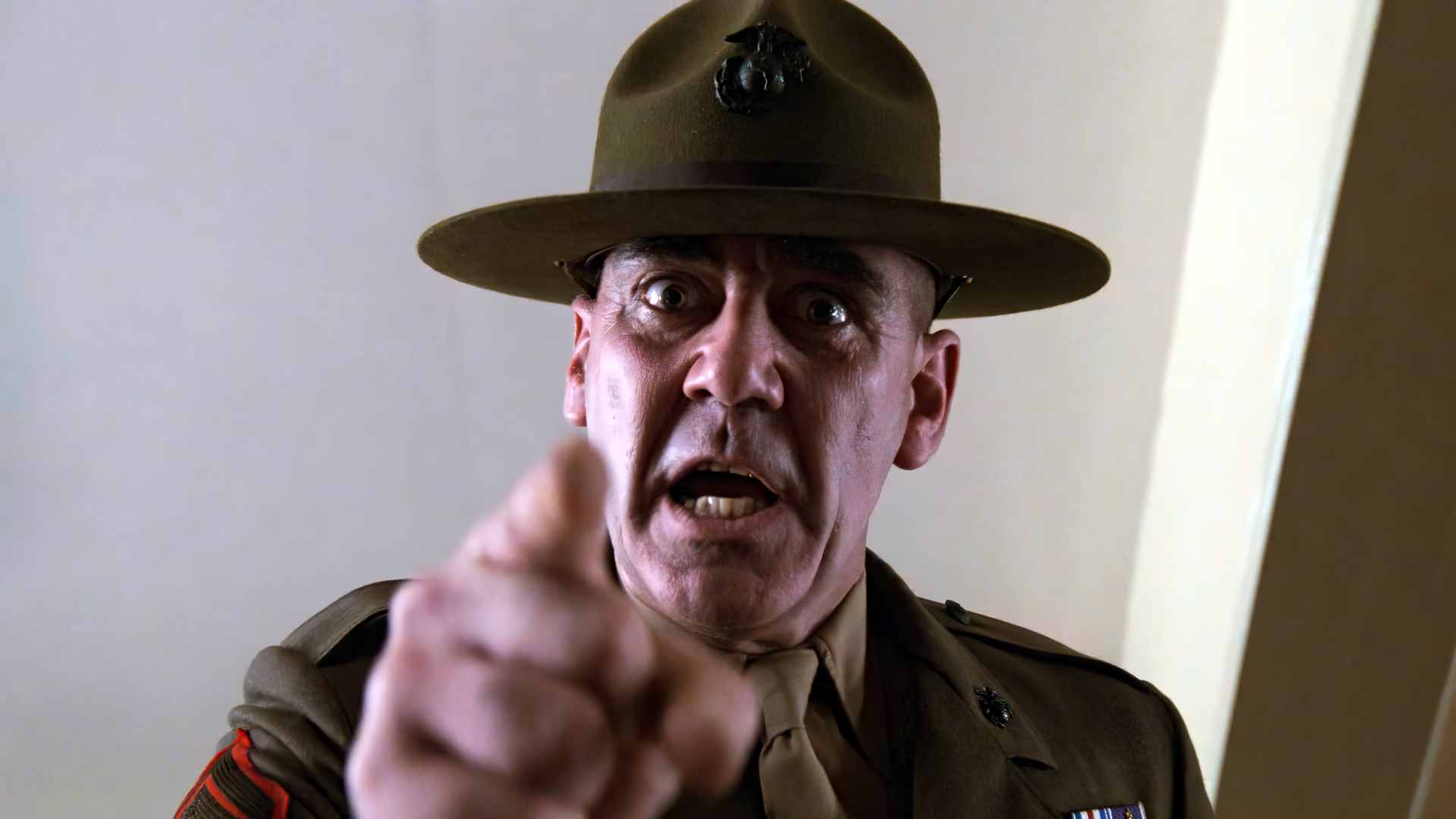 Full Metal Jacket R Lee Ermey Sergeant Hartman Hat Movies Film Stills Face Military Uniform Vietnam  1920x1080