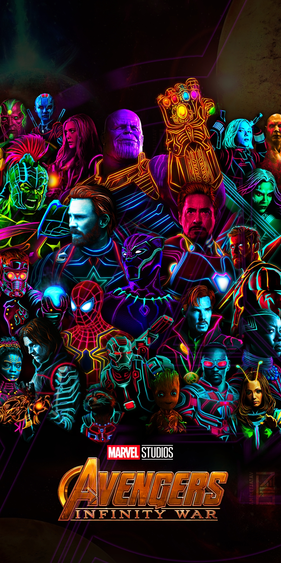Marvel Comics Marvel Cinematic Universe Portrait Portrait Display Neon Avengers Infinity War Superhe 950x1900