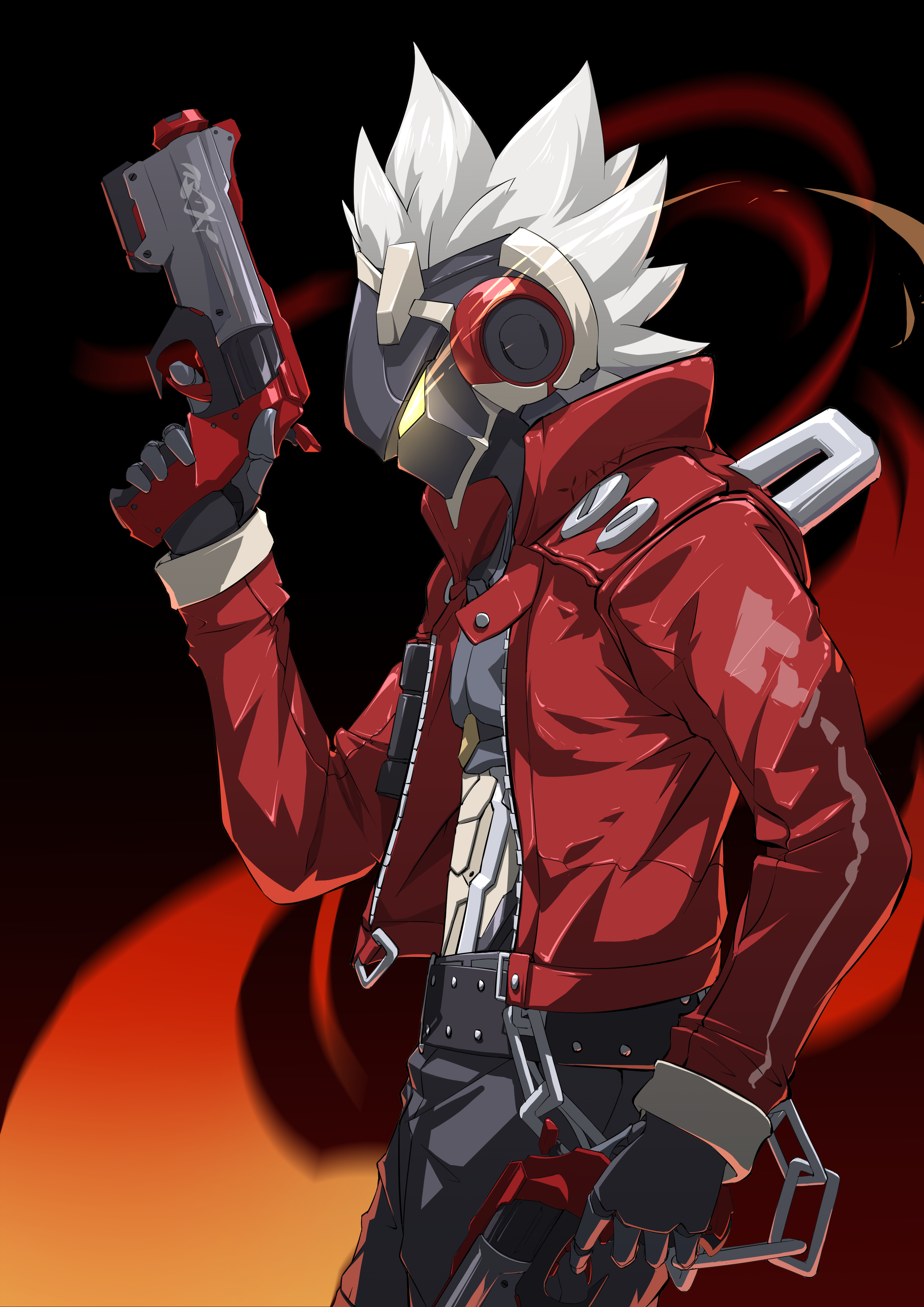 Zenless Zone Zero Anime Anime Boys Artwork Red Jackets Jacket White Hair Science Fiction Revolver Fa 2894x4093