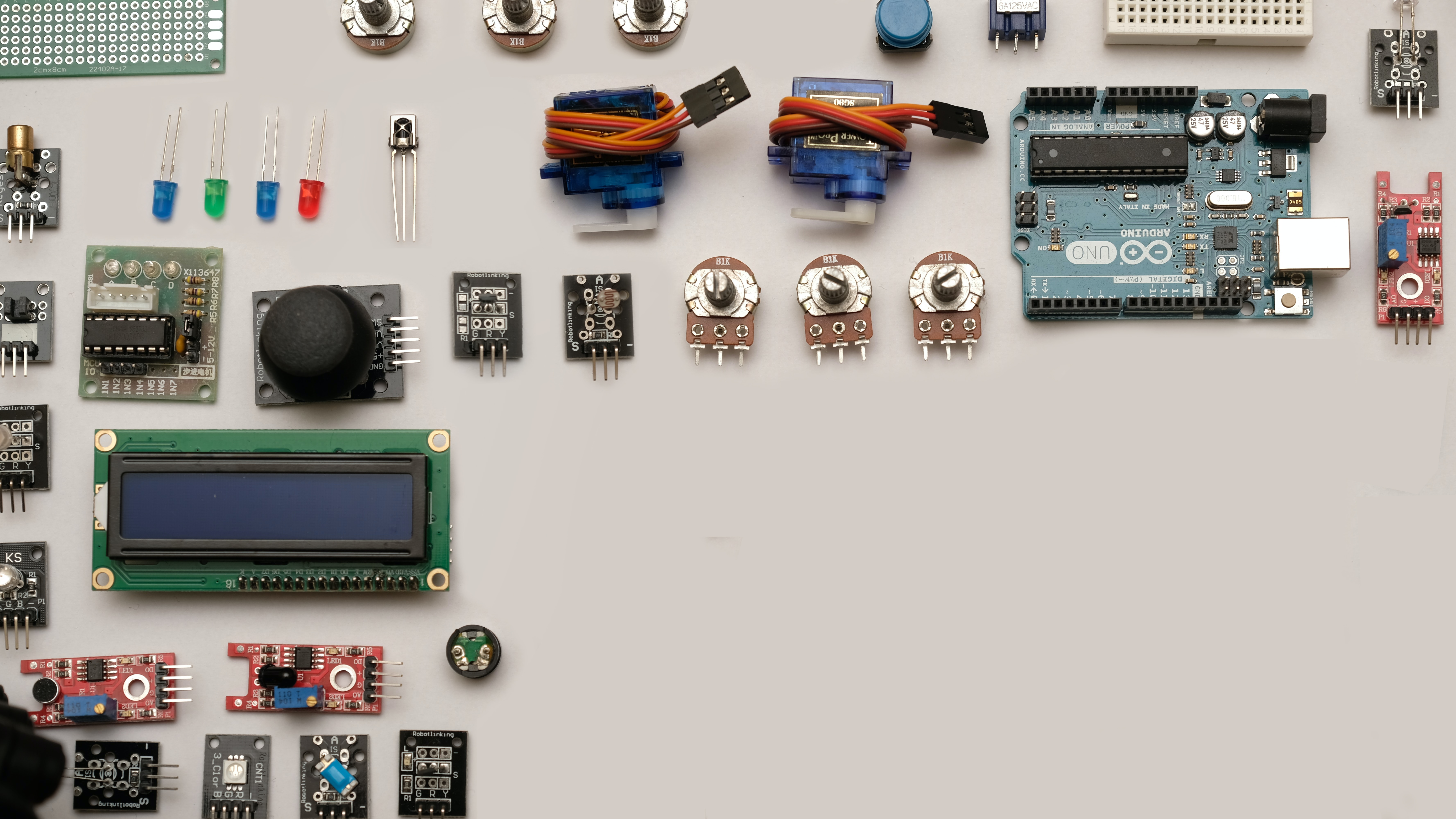Flat Lay Electronics Transistors Battery Simple Background White Background Arduino ARDUiNO UNO Tech 7111x4000