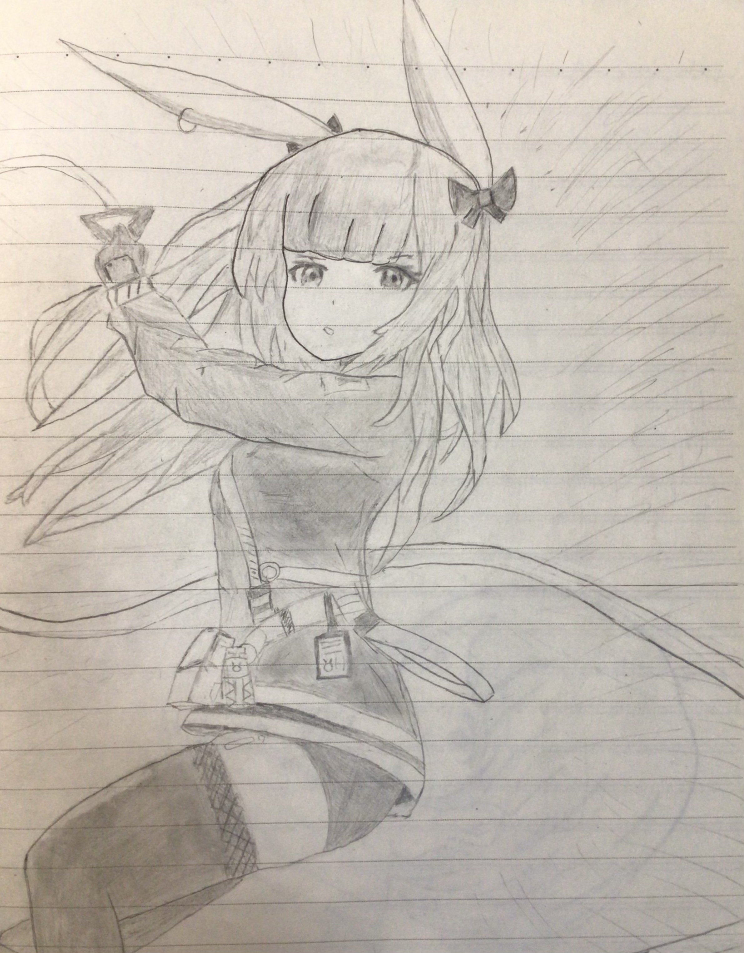 Rope Arknights Arknights Drawing Pencil Drawing Vertical Anime Girls Animal Ears Bow Tie 2382x3052