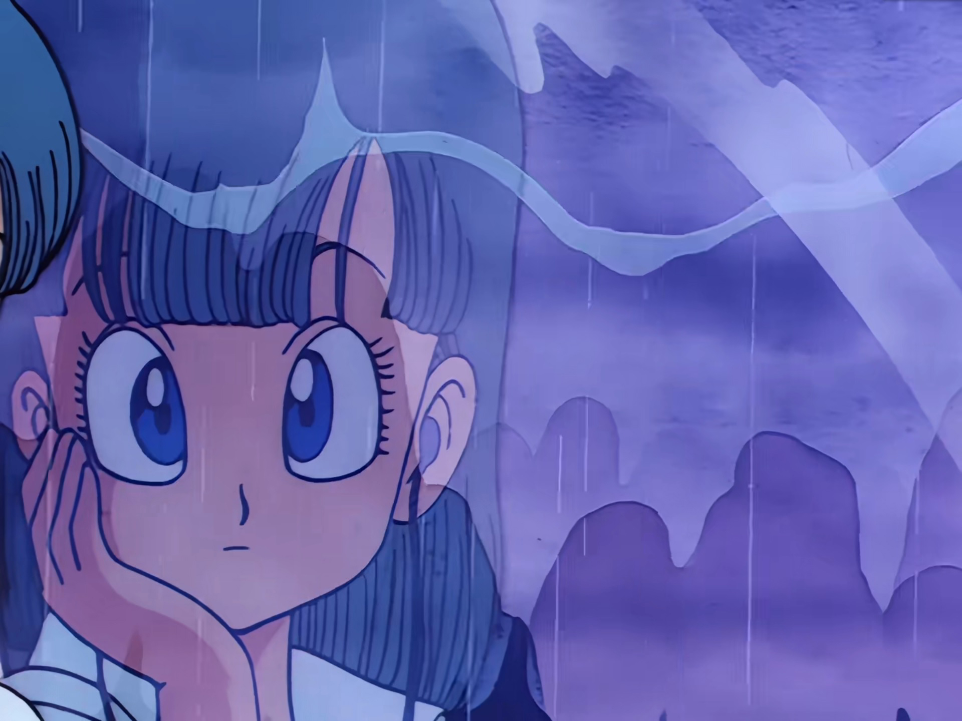 Bulma Dragon Ball Young Bulma Anime Girls Anime Screenshot Anime Rain Reflection 1920x1440