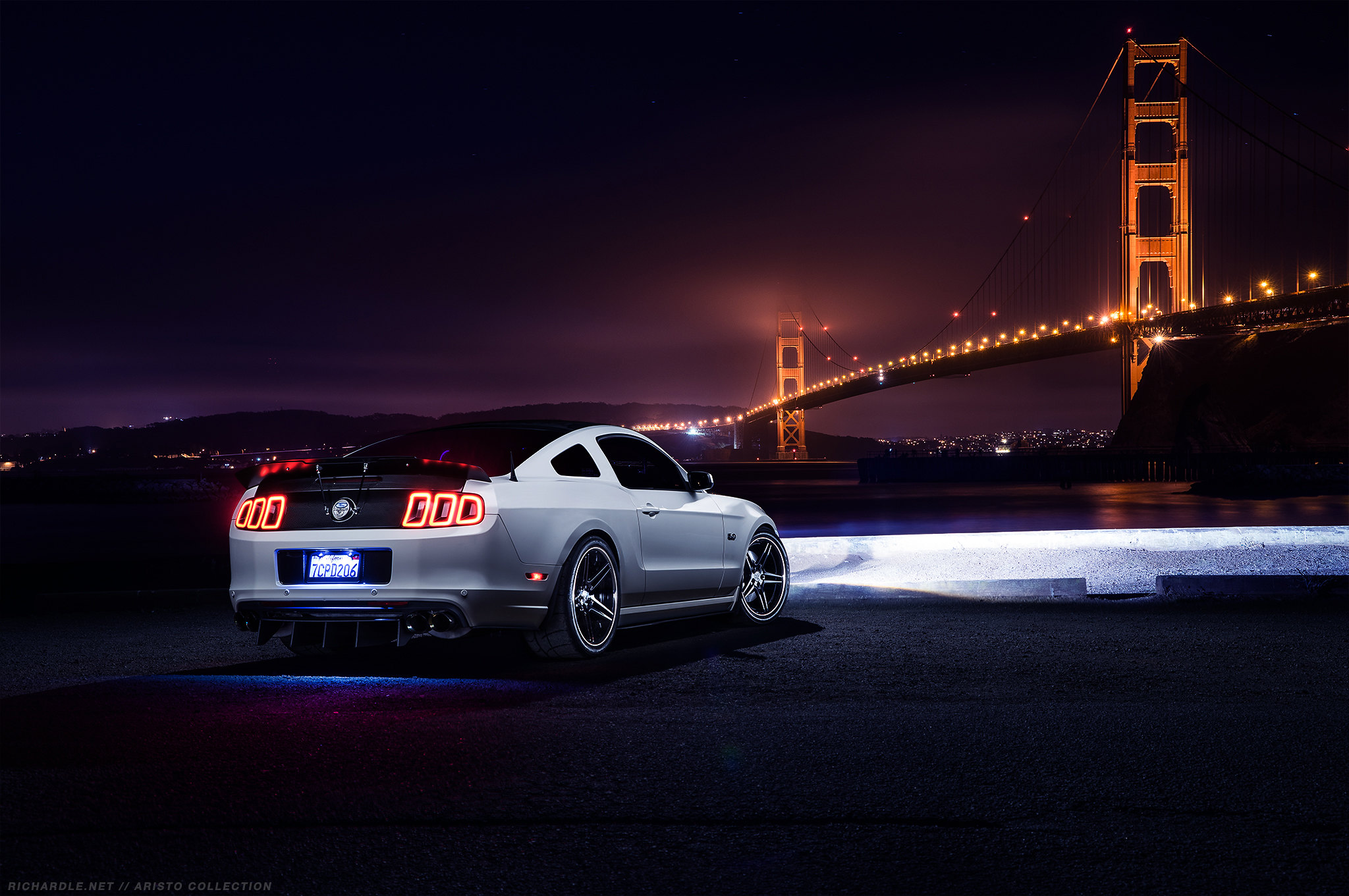 Car Ford Ford Mustang Bridge Taillights Night Golden Gate Bridge San Francisco 2048x1361