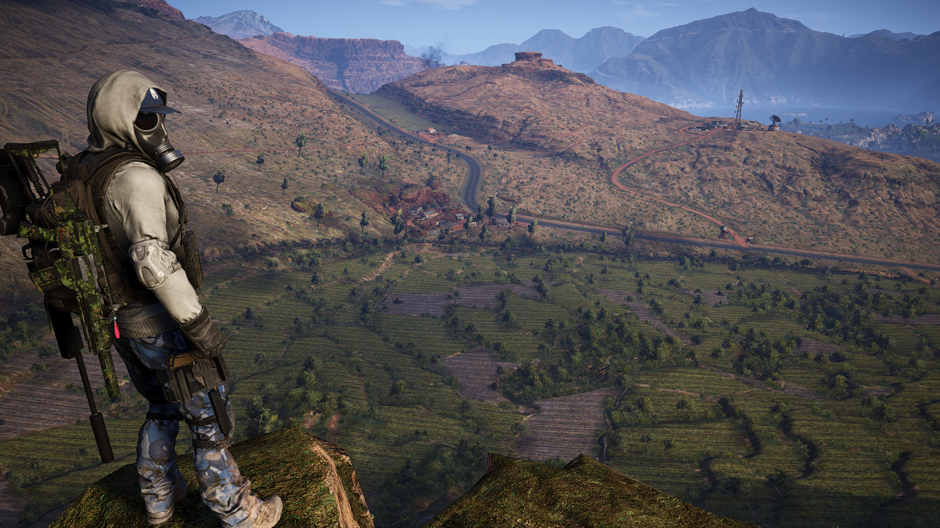Ghost Recon Wildlands Screen Shot Landscape Video Game Characters CGi Video Games Mountains Mask Gas 1920x1080