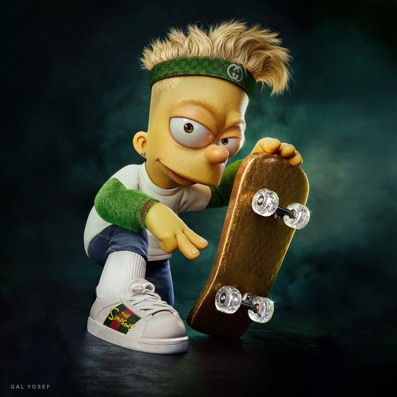 Cartoon TV Series Bart Simpson The Simpsons Skateboard CGi 1500x1500