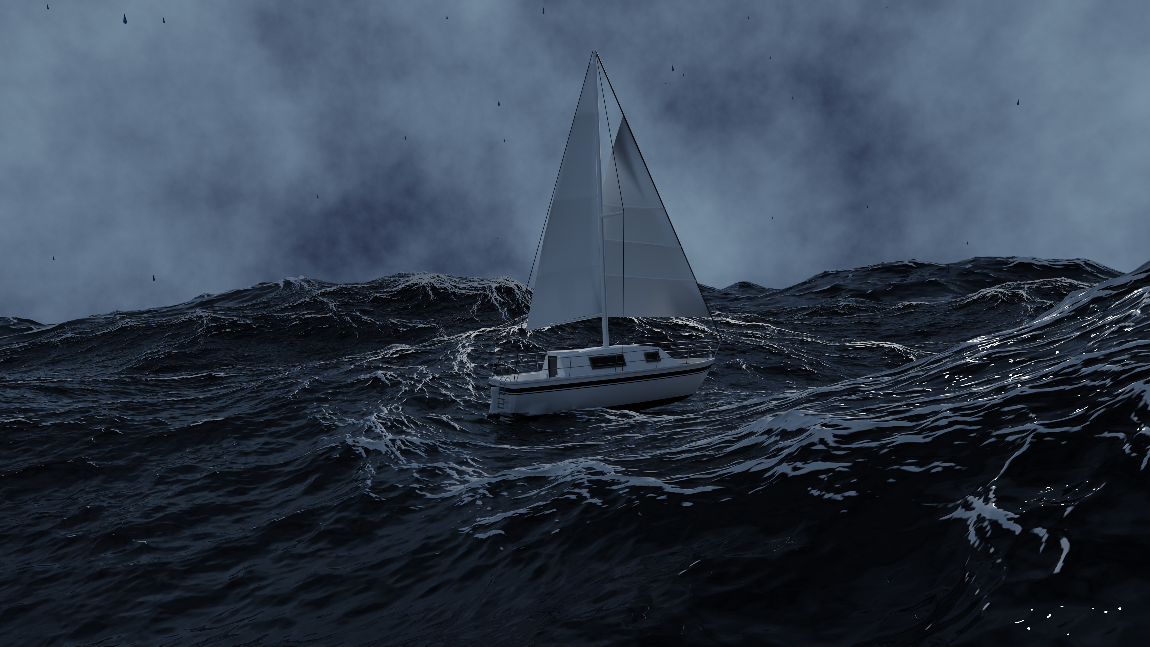 Boat Thunder Storm Sailboats Dark 3840x2160