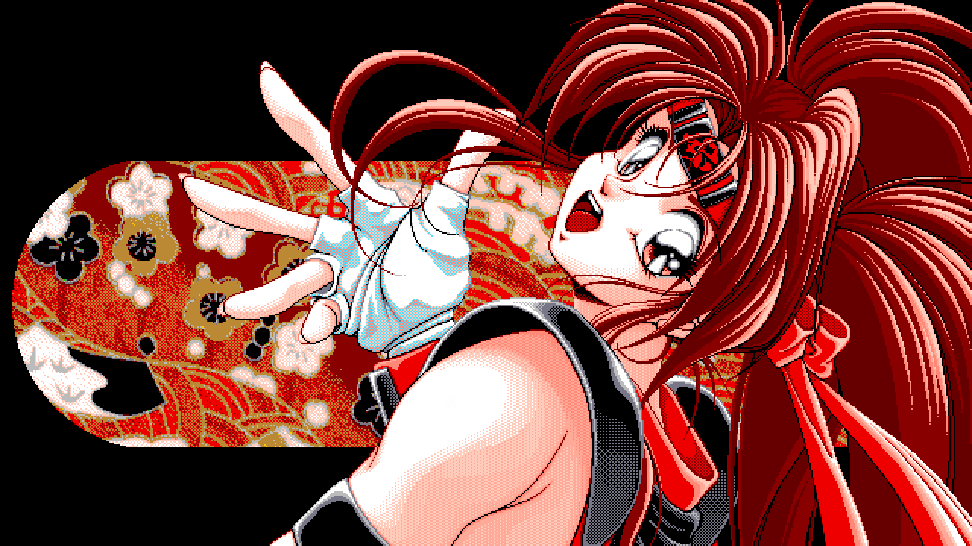 PC 98 Pixel Art Game CG Digital Art Anime Anime Girls Gloves Fingerless Gloves Looking At Viewer Lon 1920x1080