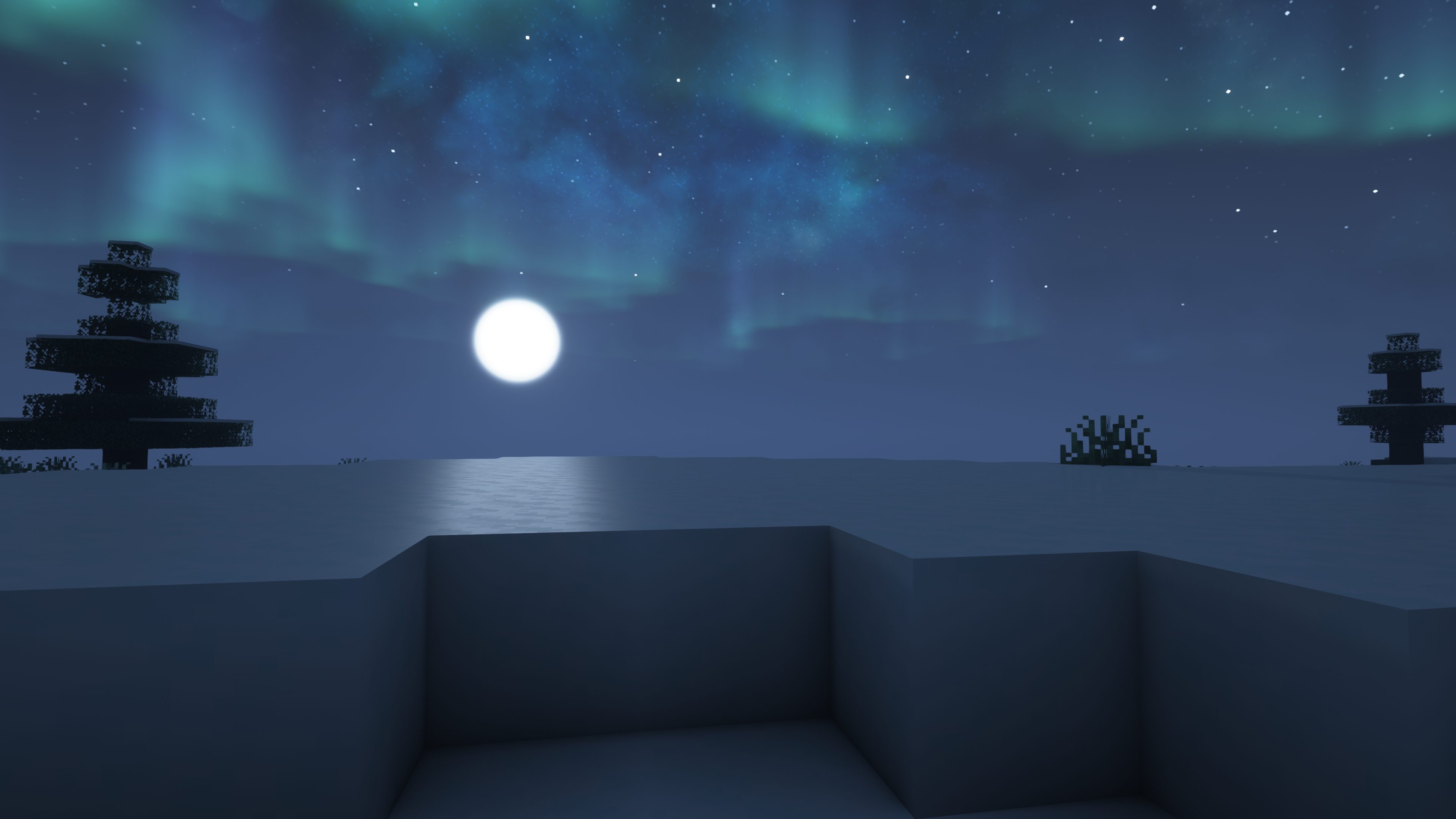 Minecraft ComplementaryShaders V4 7 1 Aurorae Stars Video Games Cube Sky Night Snow CGi 3840x2160