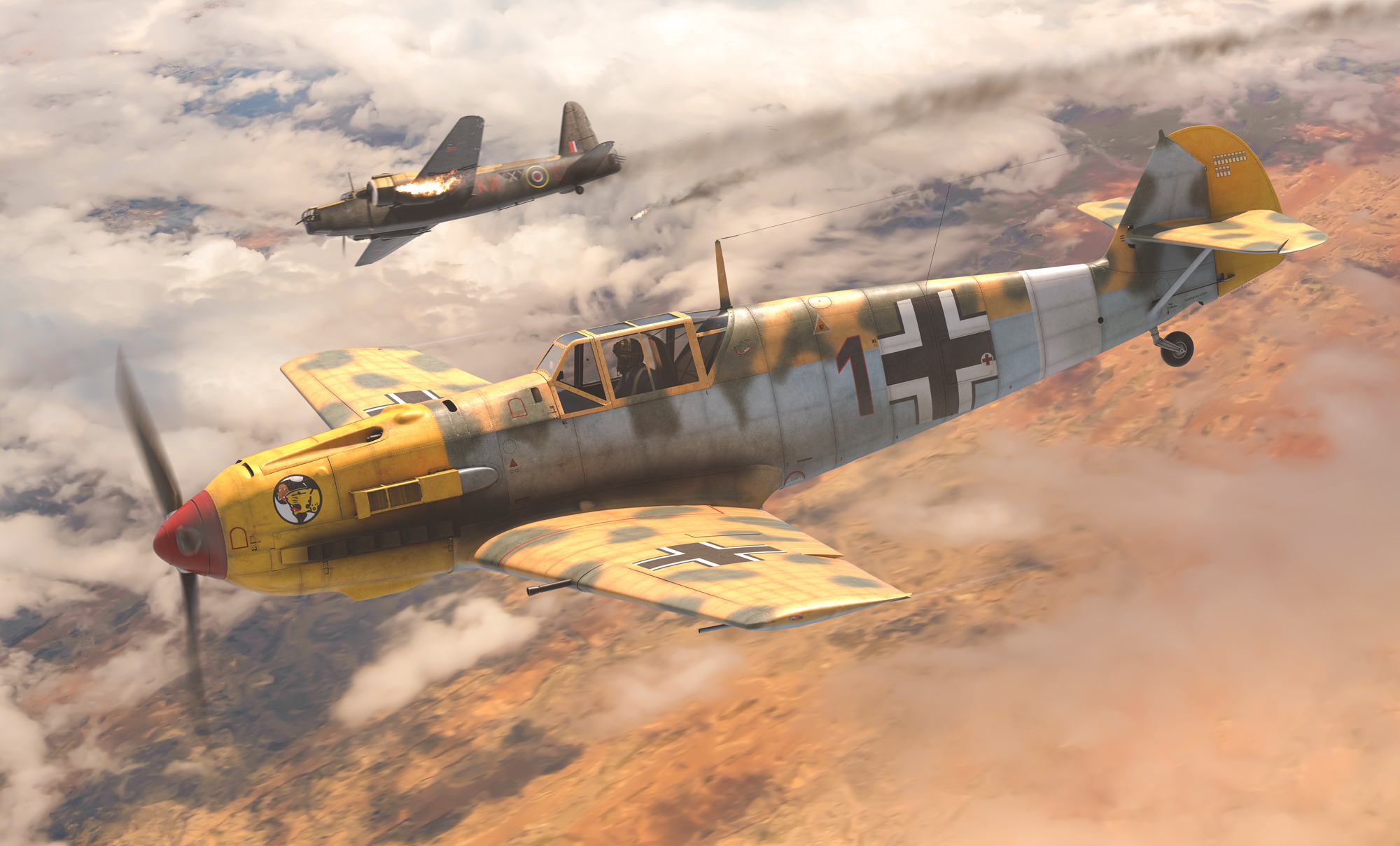 World War Ii Aircraft Airplane Germany Luftwaffe War Africa Korps Africa Messerschmitt Bf 109 2000x1209